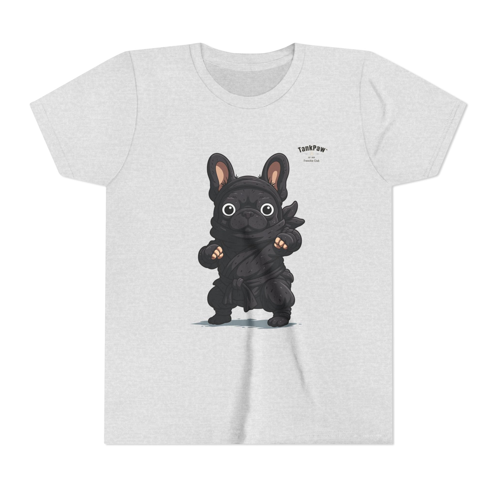 Kids Cute Black French Bulldog Tee – 'TARBUN' Cartoon Pup Youth T-Shirt