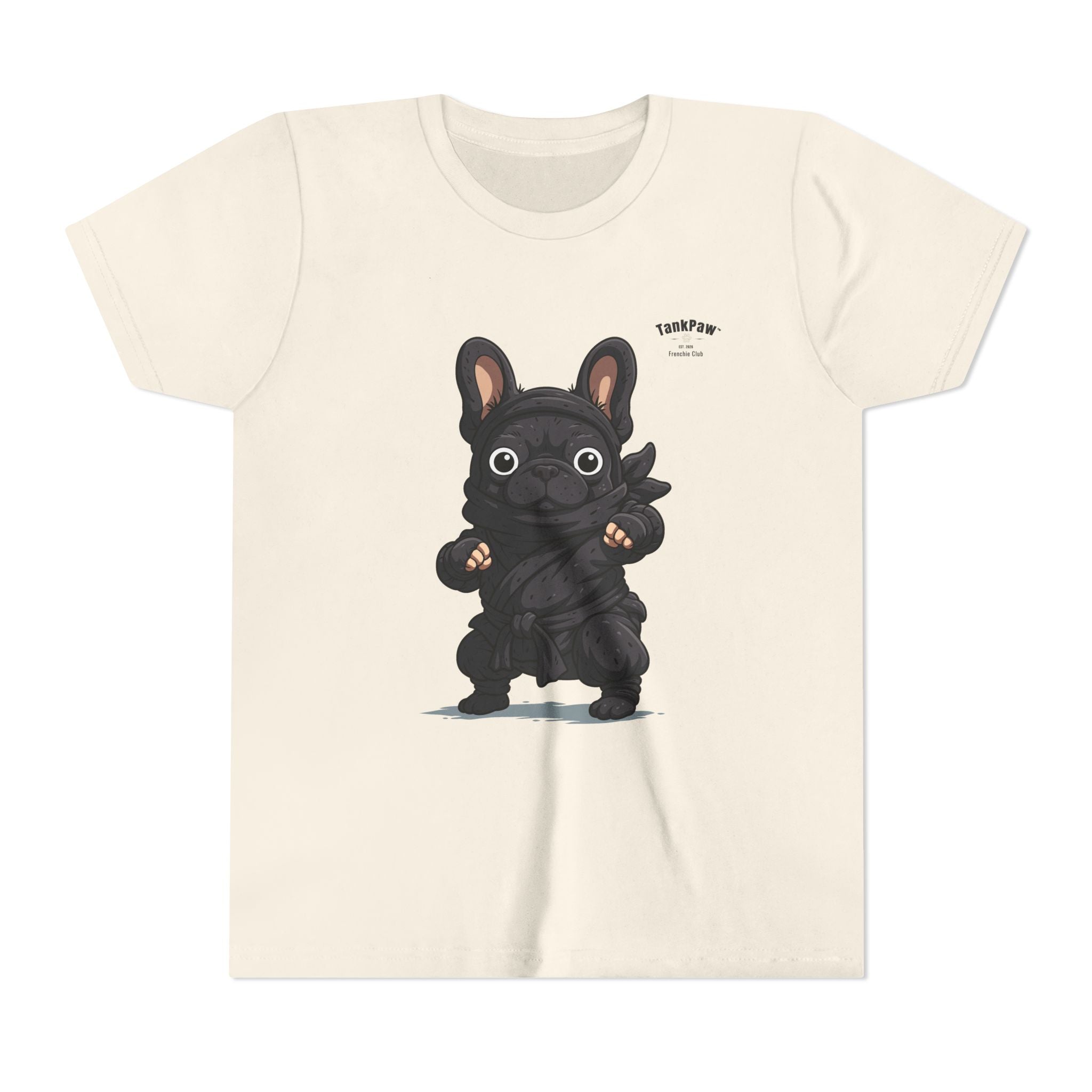 Kids Cute Black French Bulldog Tee – 'TARBUN' Cartoon Pup Youth T-Shirt