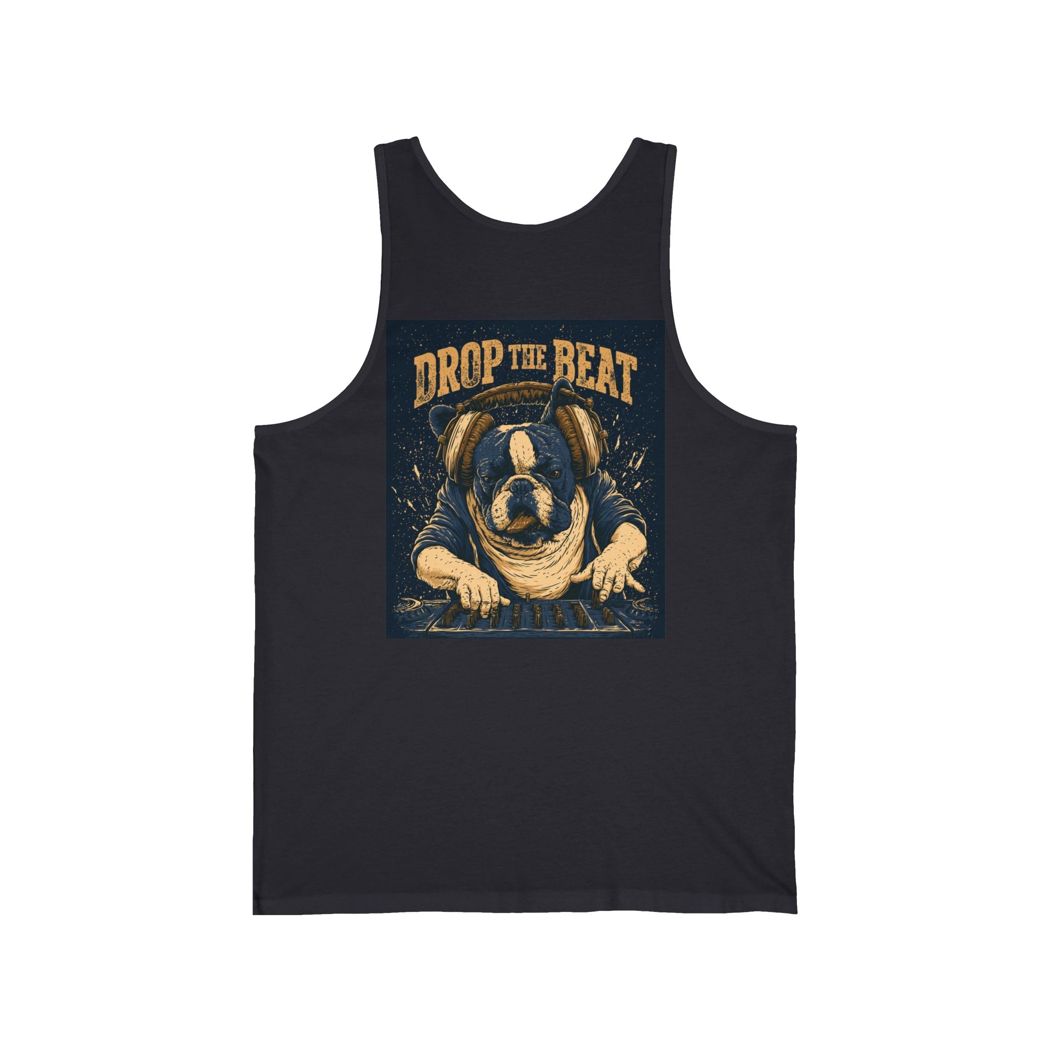 Drop the Beat DJ Dog Tank Top — Funny Bulldog Music Lover Graphic Tank