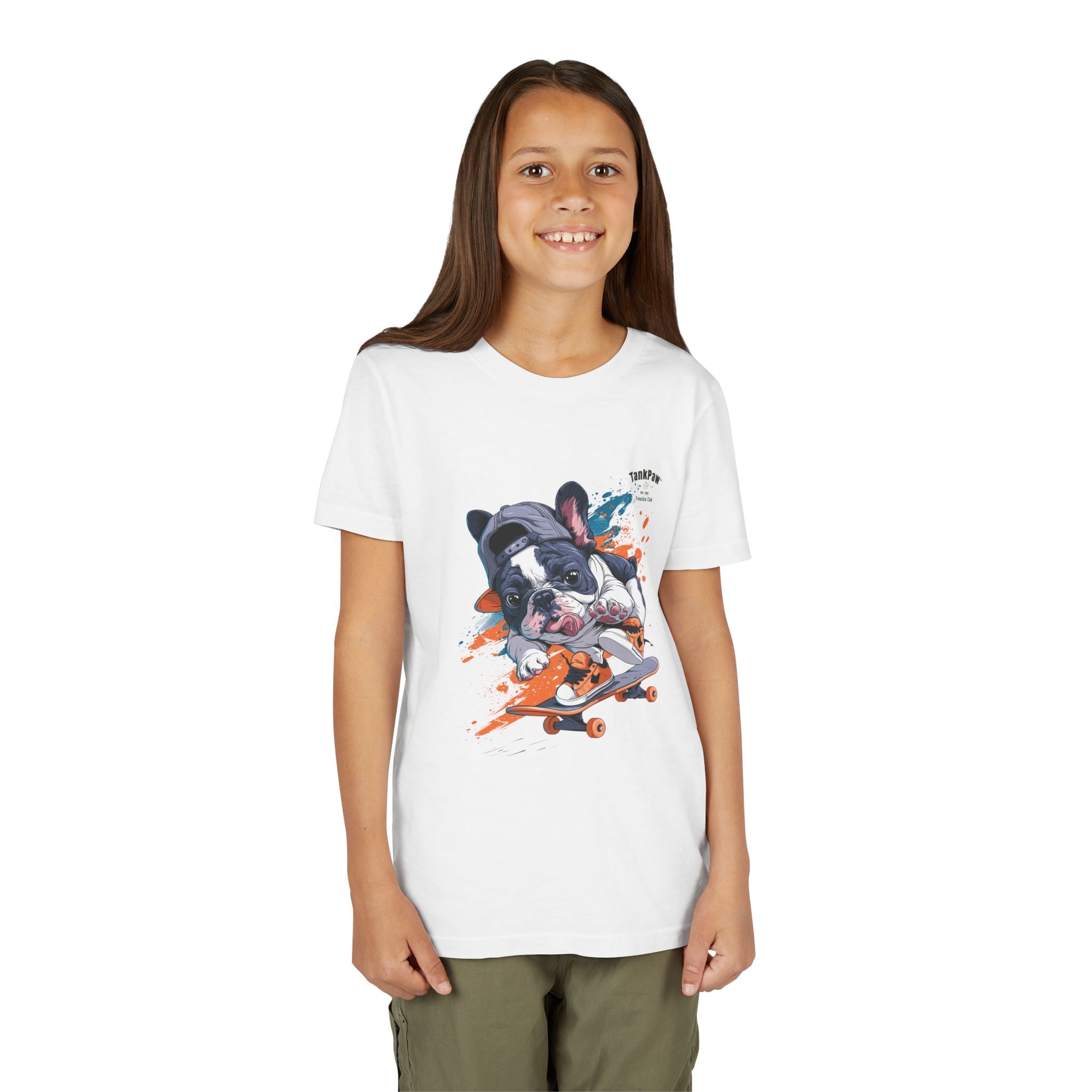 Youth Skateboarding French Bulldog Tee — Cute Skate Pup Graphic Shirt