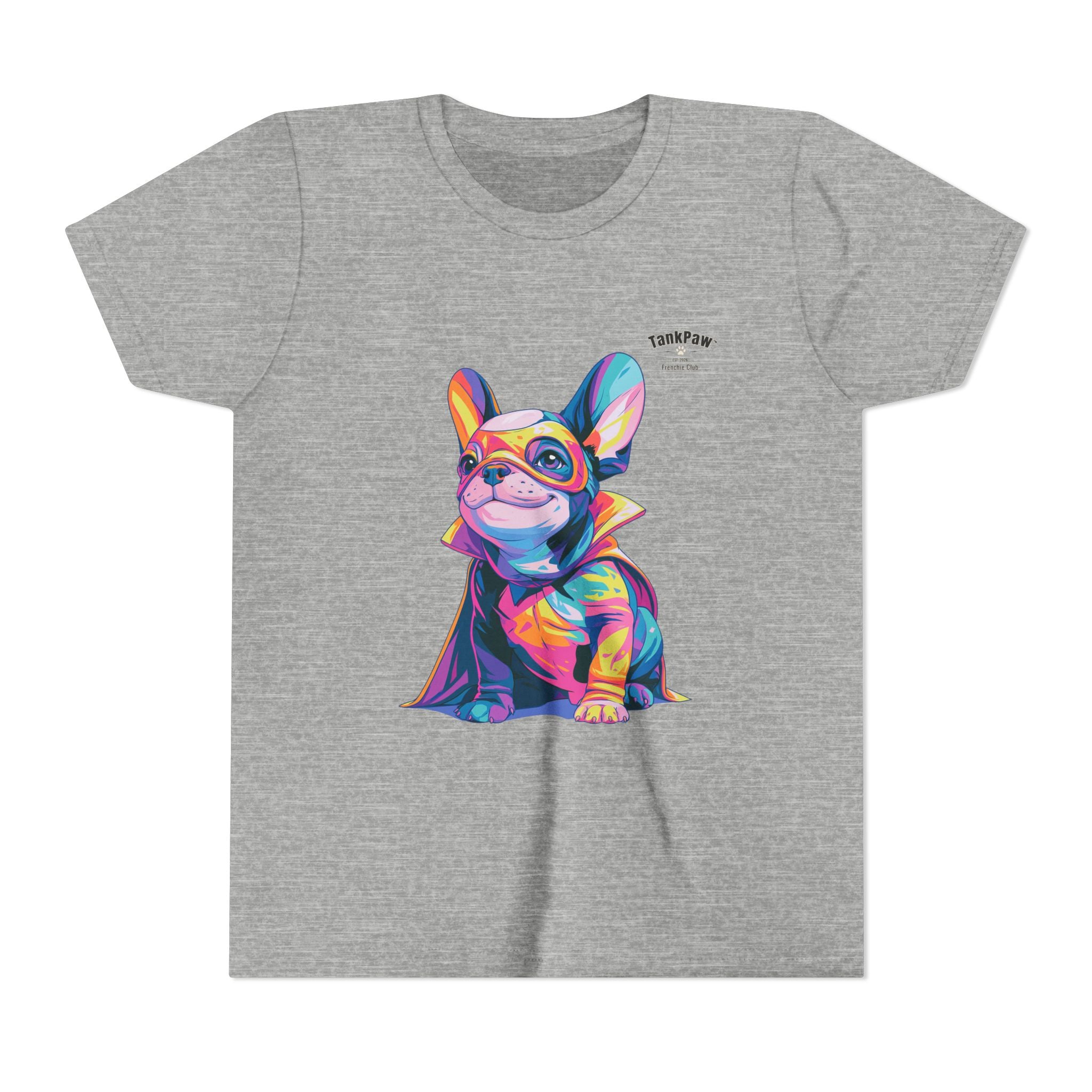 Kids Superhero French Bulldog Tee — Colorful Puppy Costume Youth Shirt