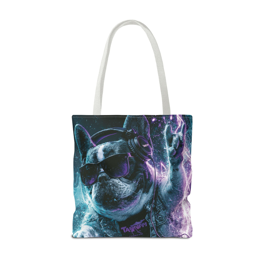 Cool French Bulldog Tote Bag — Neon DJ Dog Graphic Tote