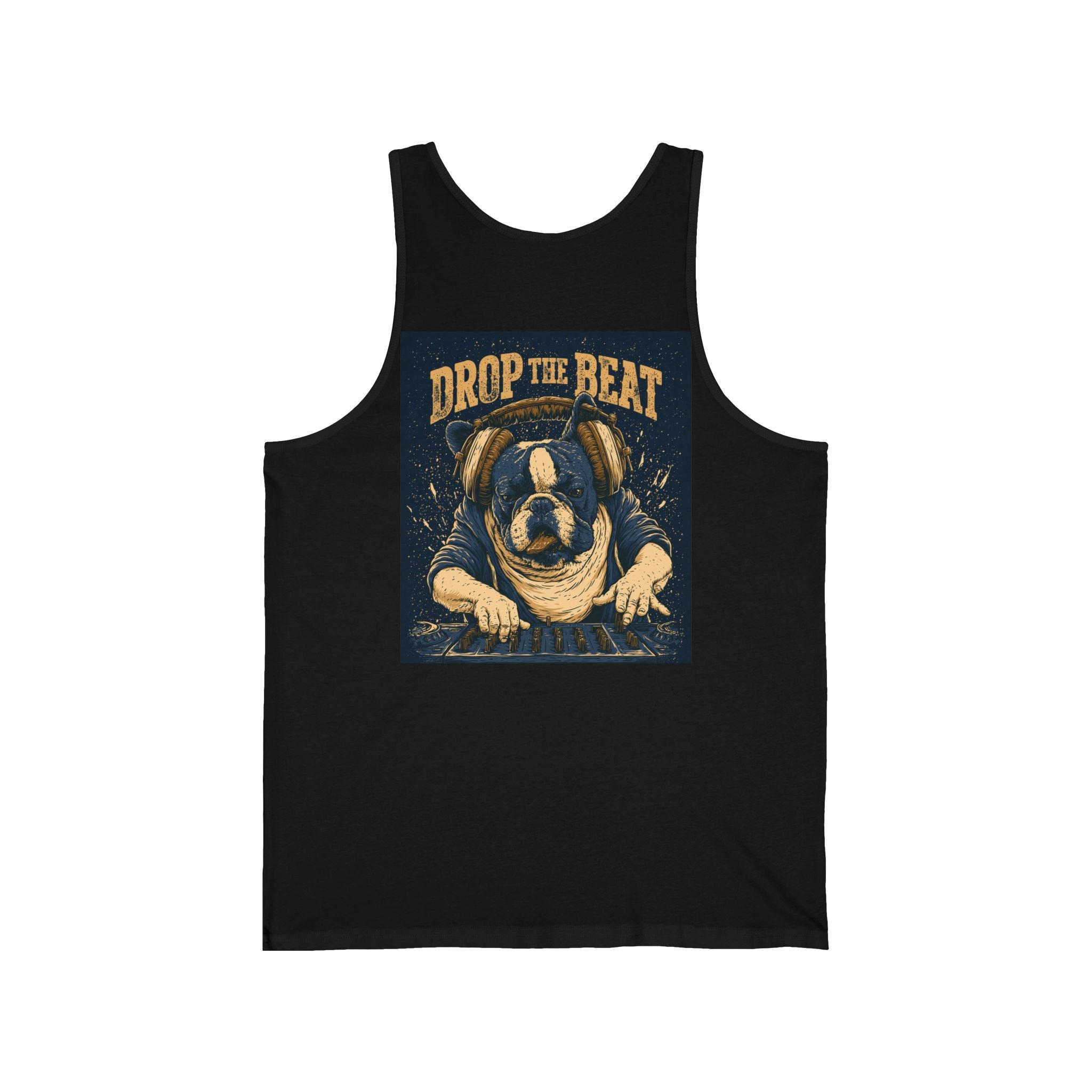 Drop the Beat DJ Dog Tank Top — Funny Bulldog Music Lover Graphic Tank
