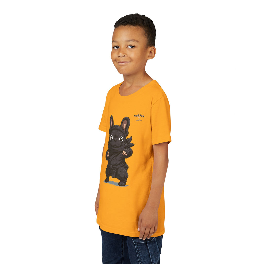 Kids Cute Black French Bulldog Tee – 'TARBUN' Cartoon Pup Youth T-Shirt