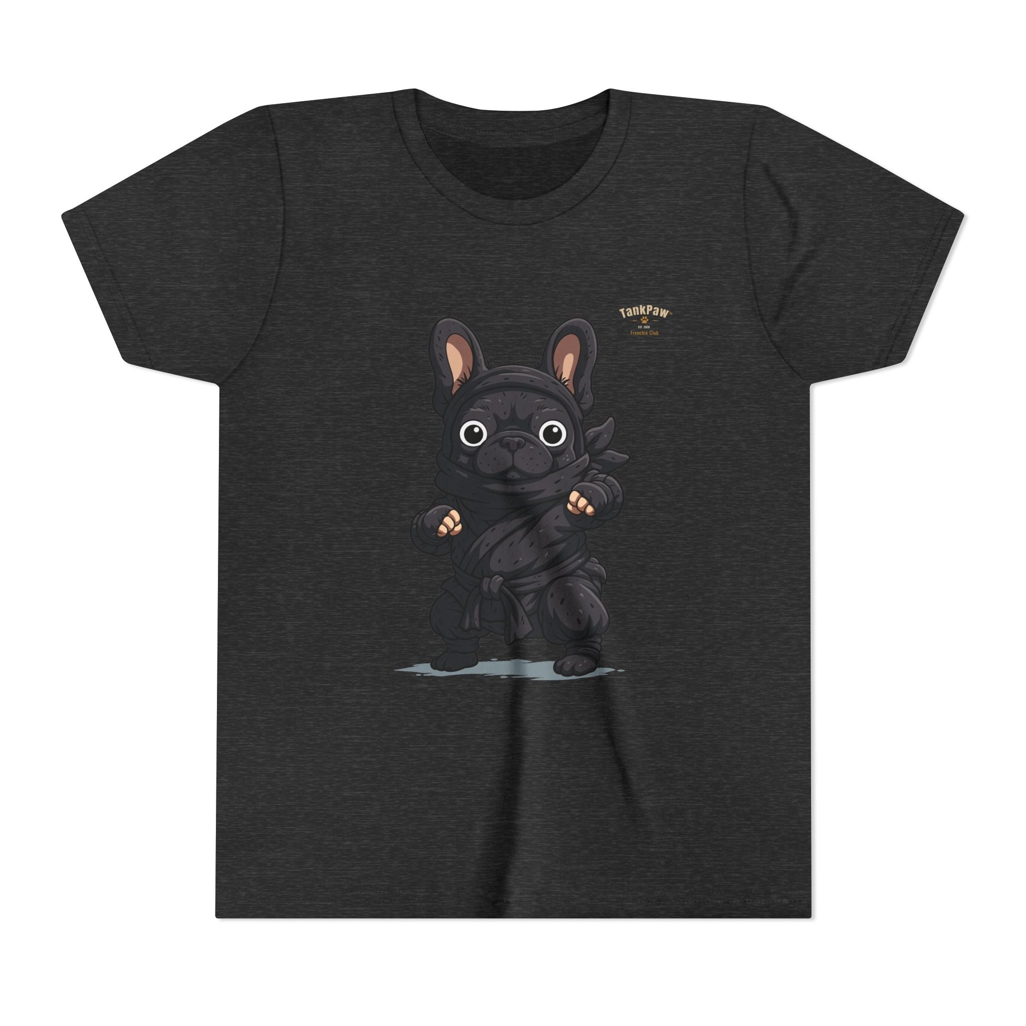 Kids Cute Black French Bulldog Tee – 'TARBUN' Cartoon Pup Youth T-Shirt