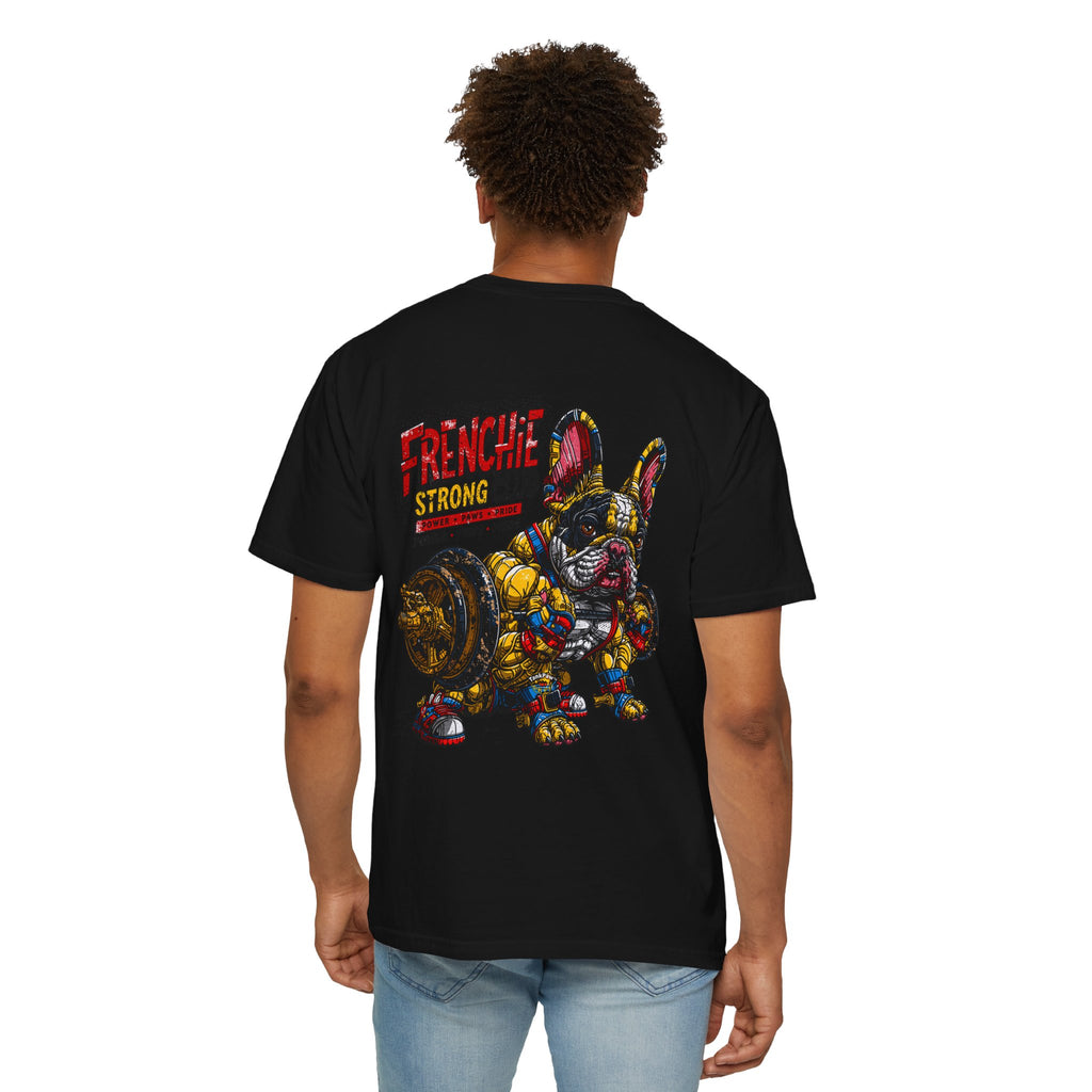 Frenchie Strong Club T-Shirt — Graphic French Bulldog Weightlifting Tee