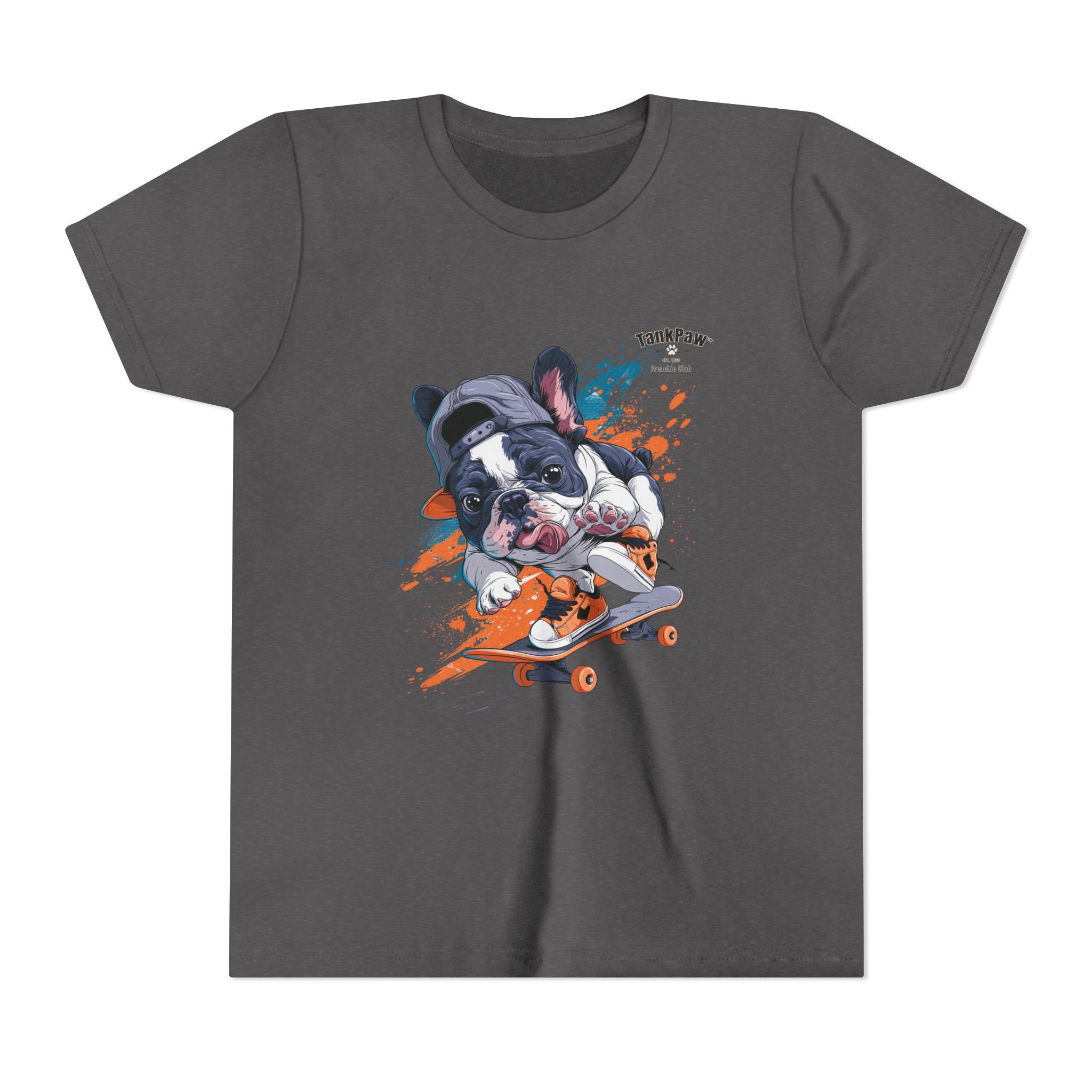 Youth Skateboarding French Bulldog Tee — Cute Skate Pup Graphic Shirt