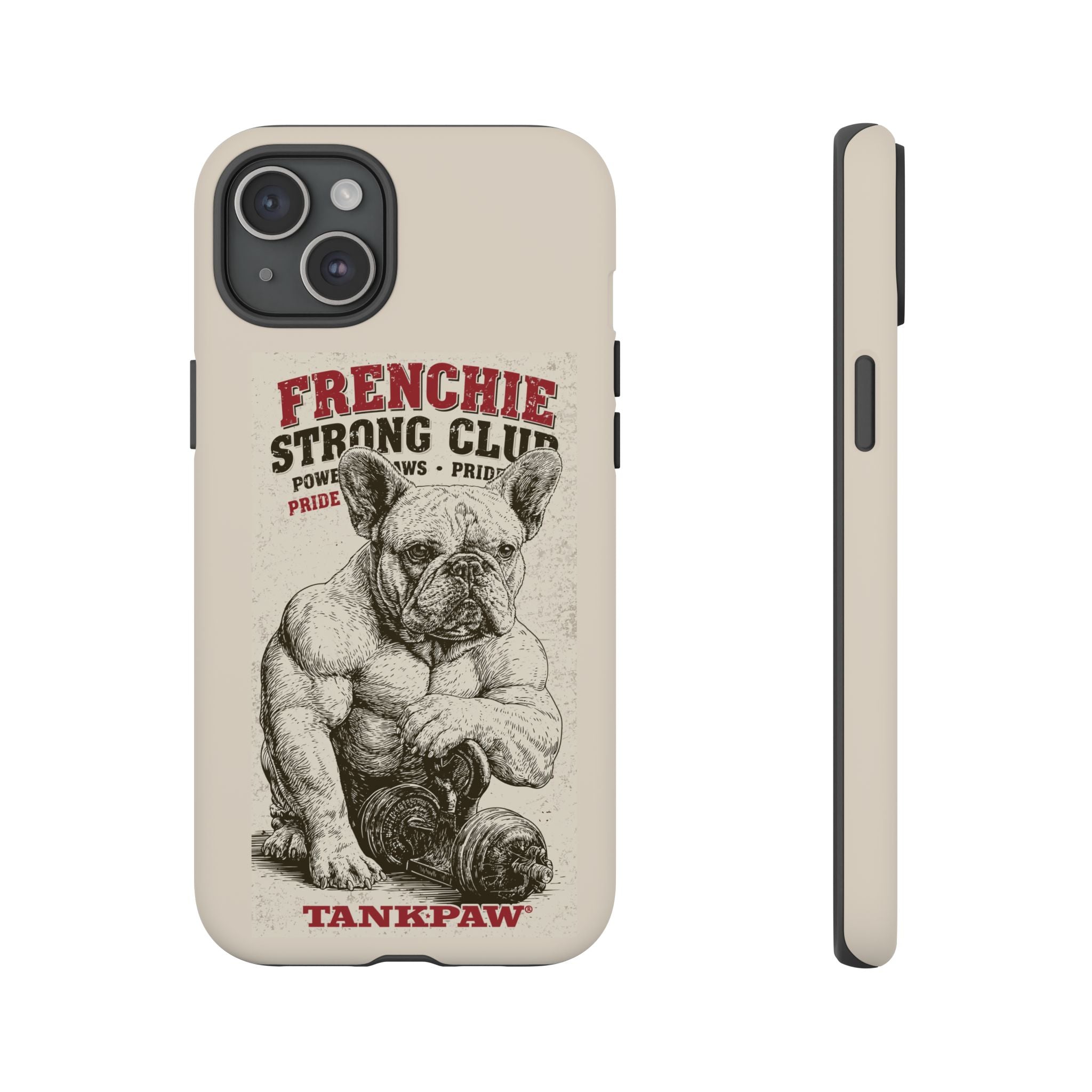 TankPaw® Frenchie Strong Club Premium Phone Case – Vintage French Bulldog Protective