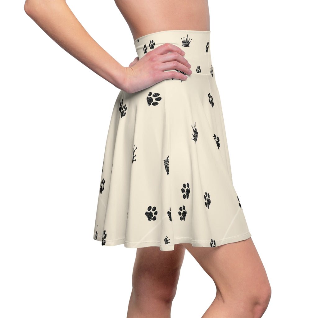 French Bulldog Crown Skater Skirt — Paw Print AOP