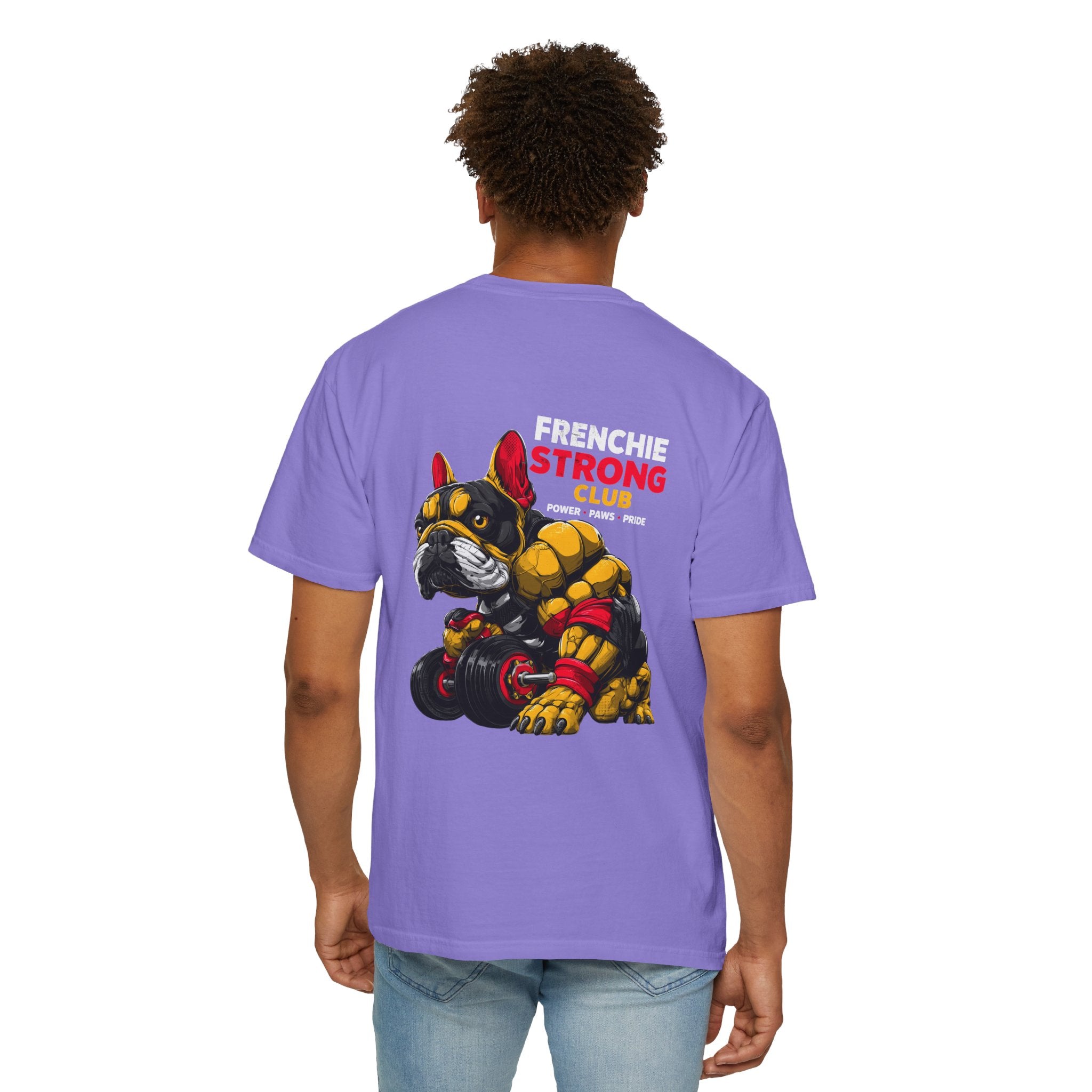 "Frenchie Strong Club" Muscular Dog Pet T-Shirt — Cute Frenchie Weightlifting Graphic Tee