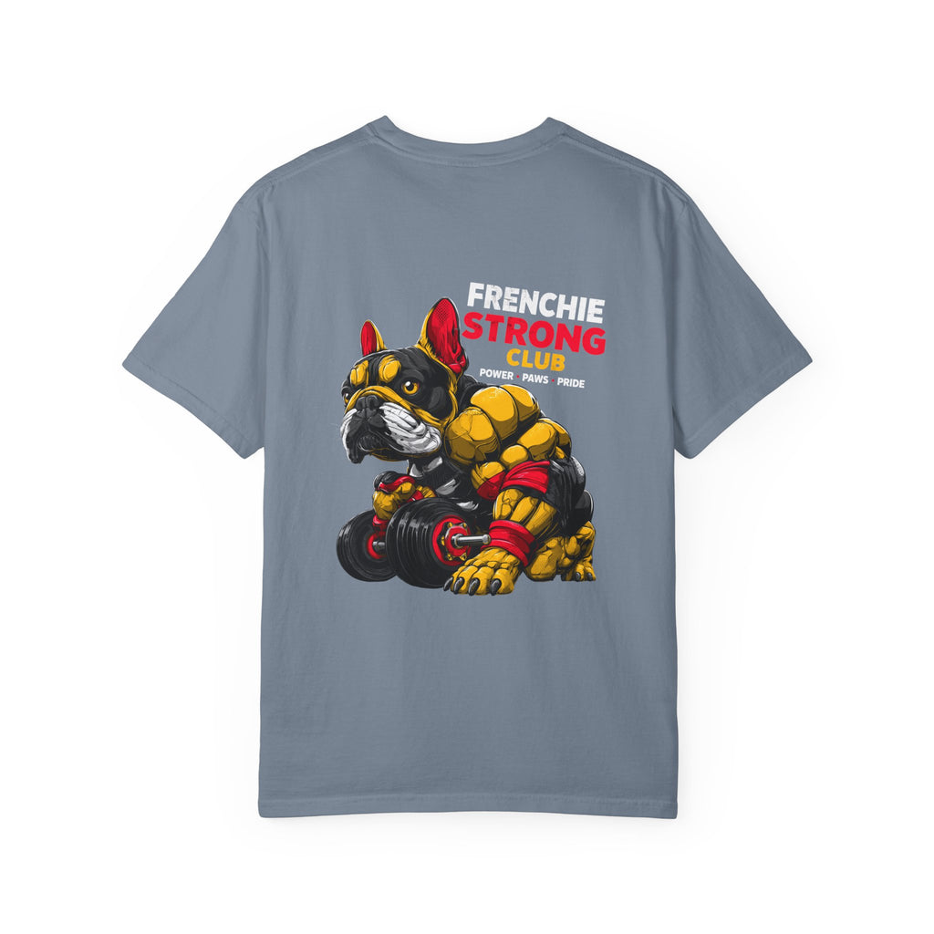 "Frenchie Strong Club" Muscular Dog Pet T-Shirt — Cute Frenchie Weightlifting Graphic Tee