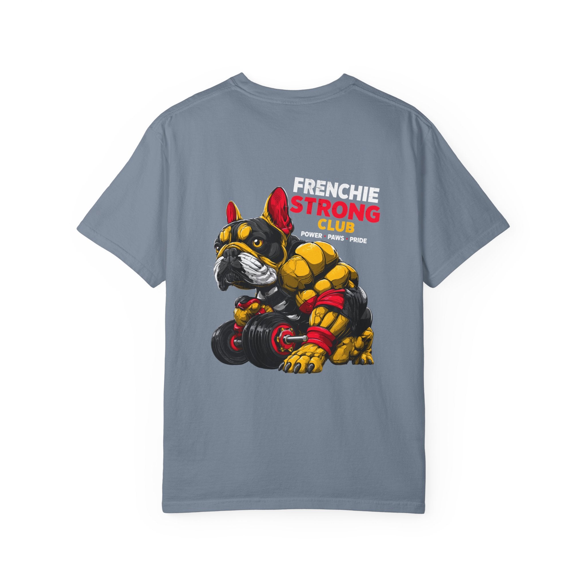 "Frenchie Strong Club" Muscular Dog Pet T-Shirt — Cute Frenchie Weightlifting Graphic Tee