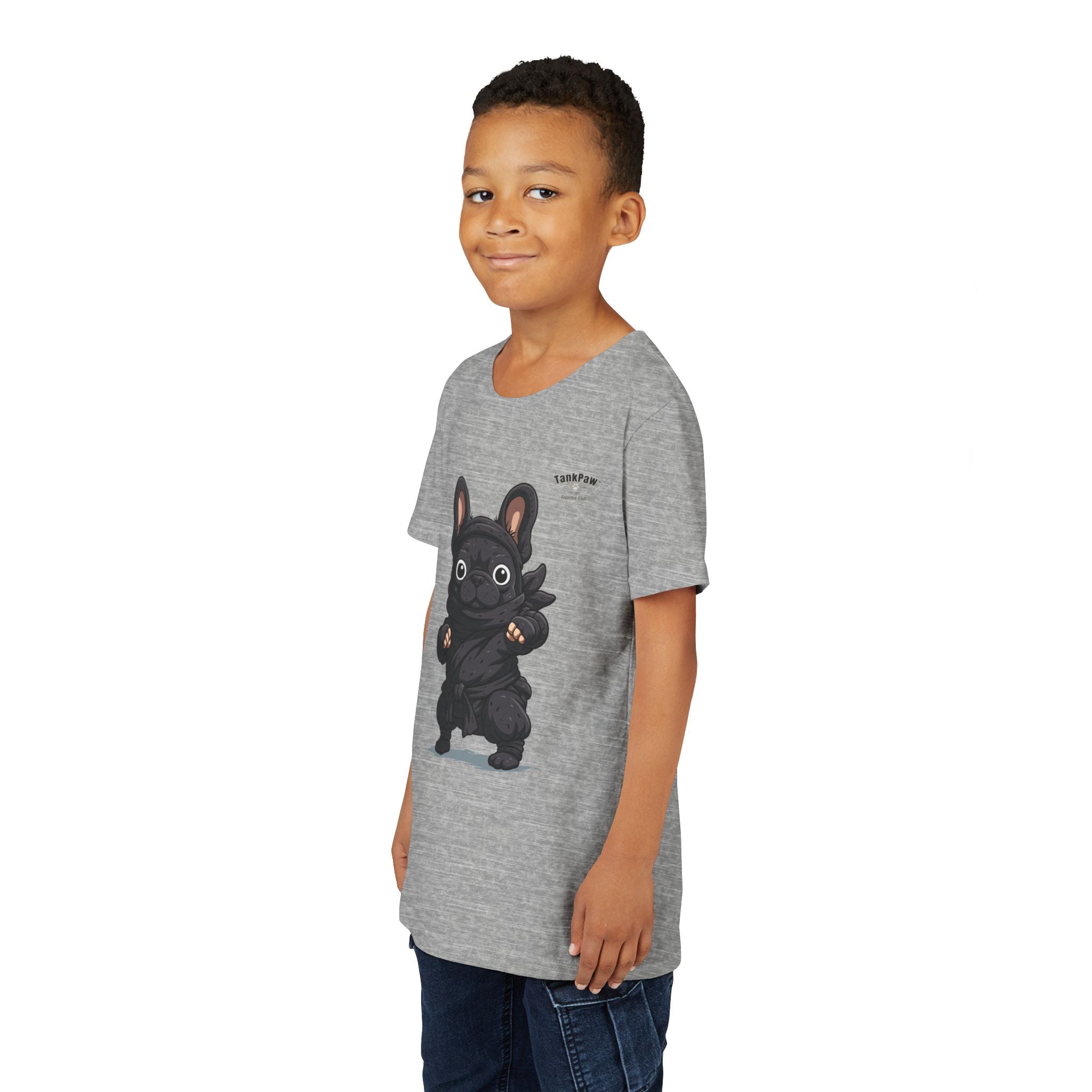 Kids Cute Black French Bulldog Tee – 'TARBUN' Cartoon Pup Youth T-Shirt