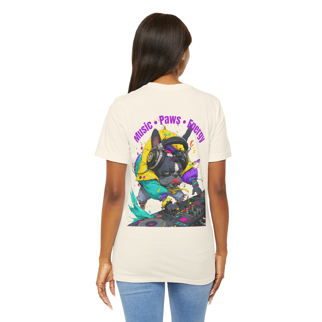DJ French Bulldog T-Shirt — "Music • Paws • Energy" Graphic Tee