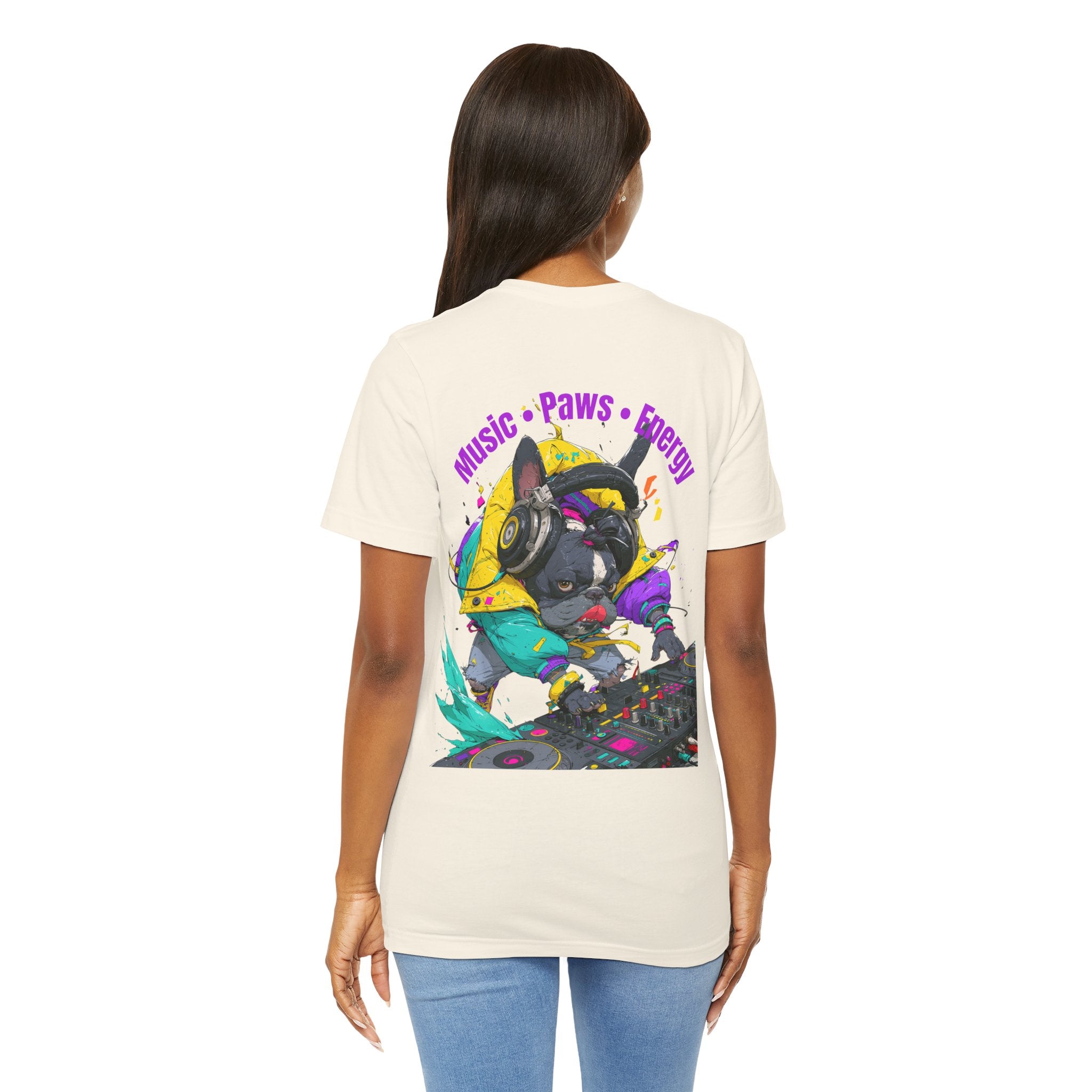 DJ French Bulldog T-Shirt — "Music • Paws • Energy" Graphic Tee
