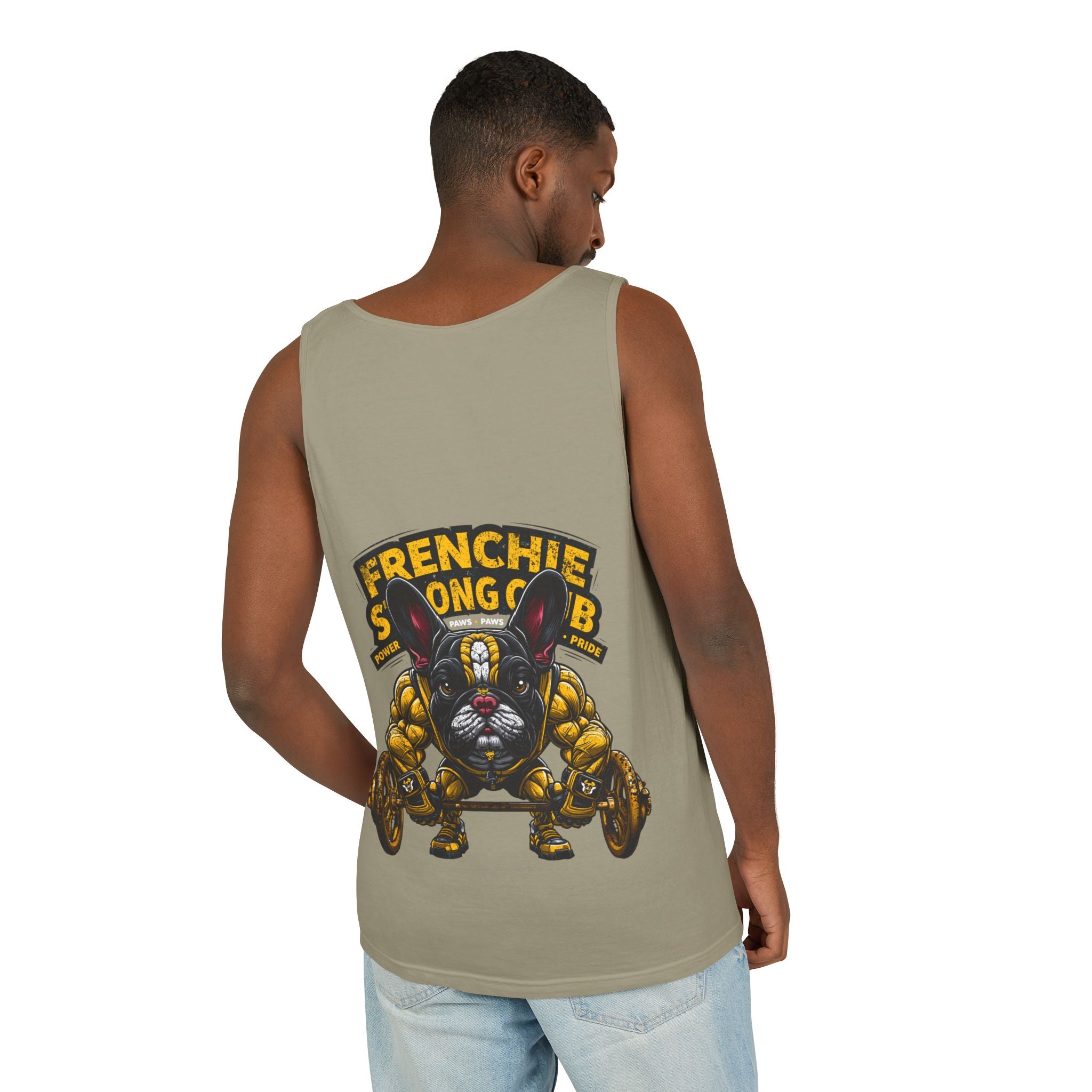 Power Paws Tank Top — "Frenchie Strong" Graphic Dog Fitness Tank