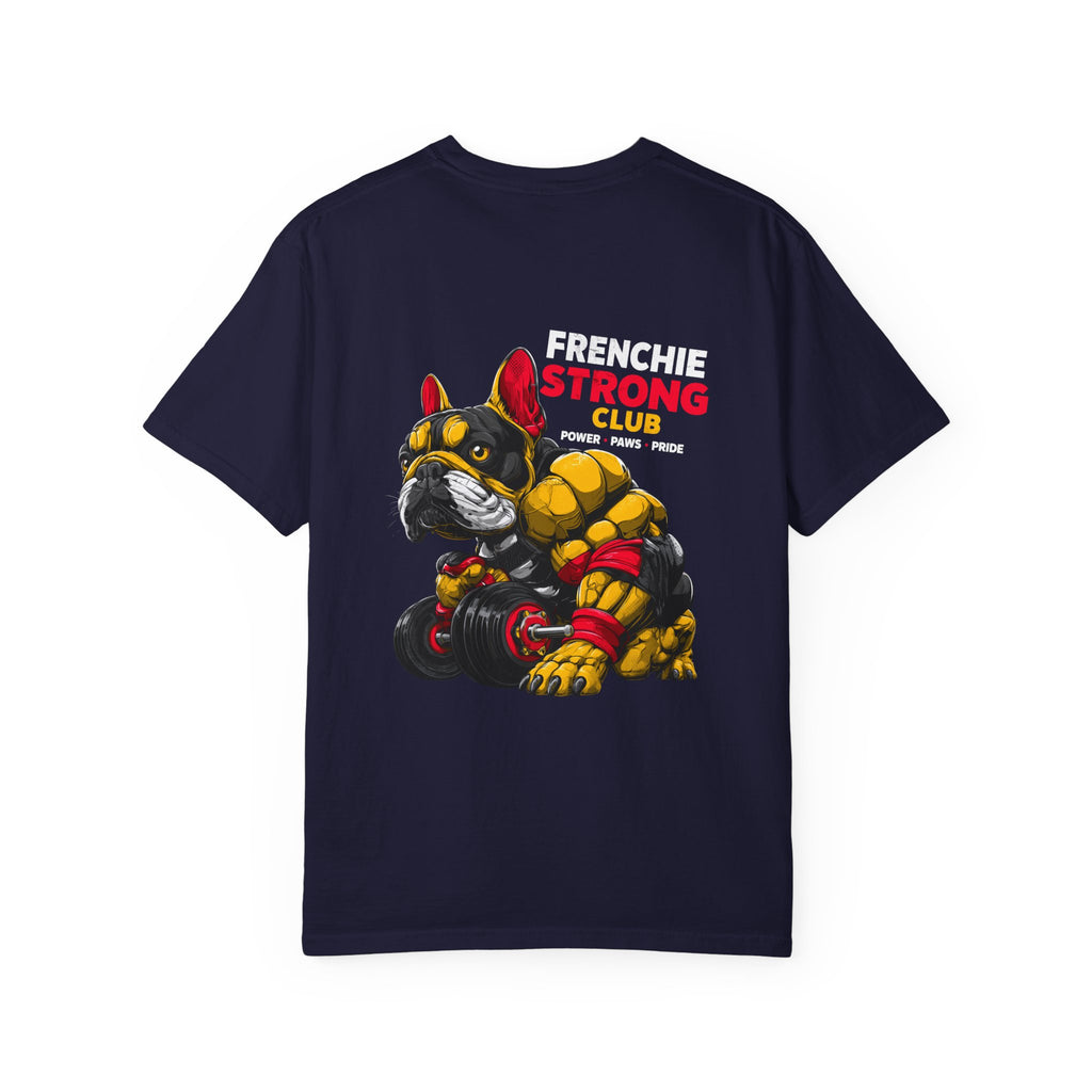 "Frenchie Strong Club" Muscular Dog Pet T-Shirt — Cute Frenchie Weightlifting Graphic Tee
