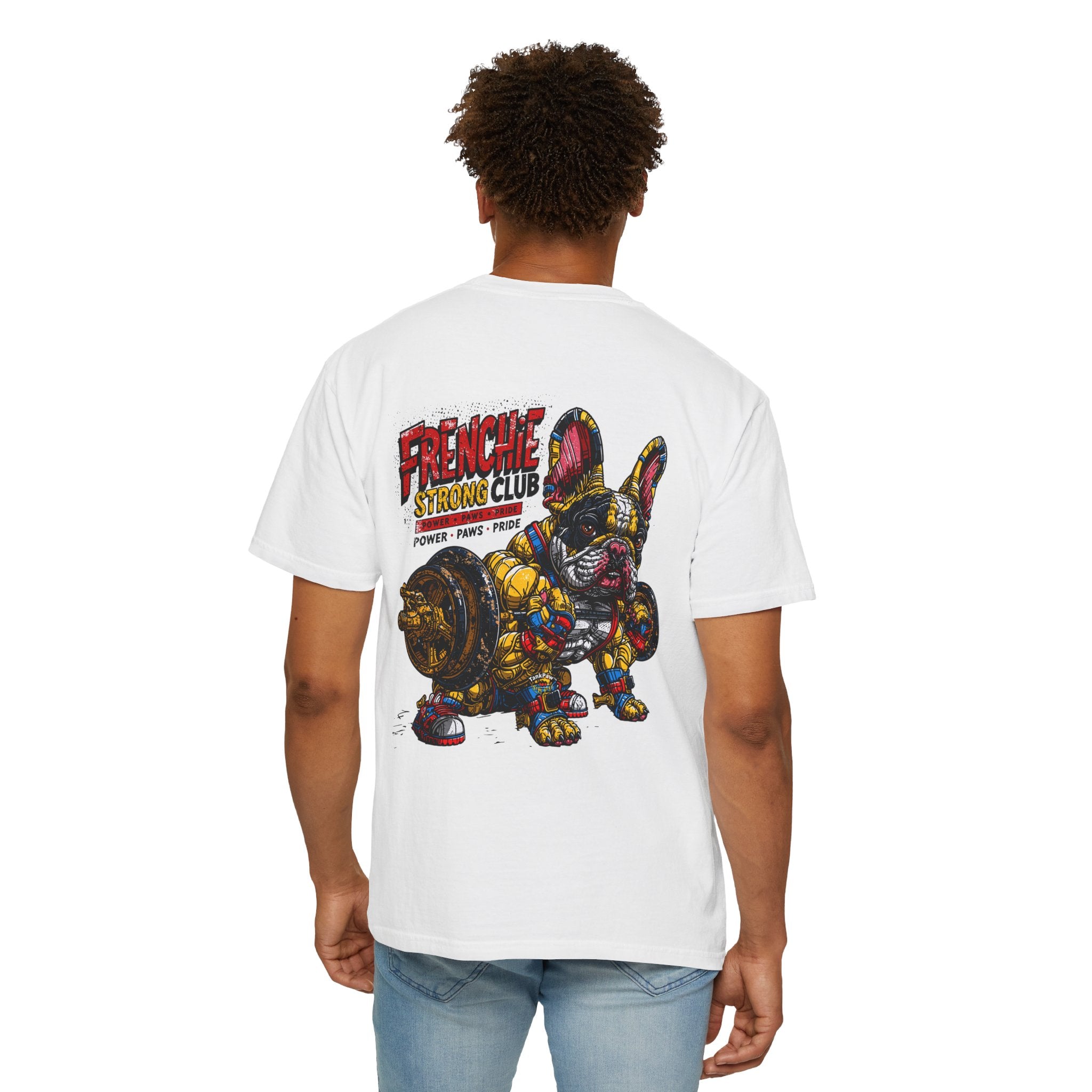 Frenchie Strong Club T-Shirt — Graphic French Bulldog Weightlifting Tee