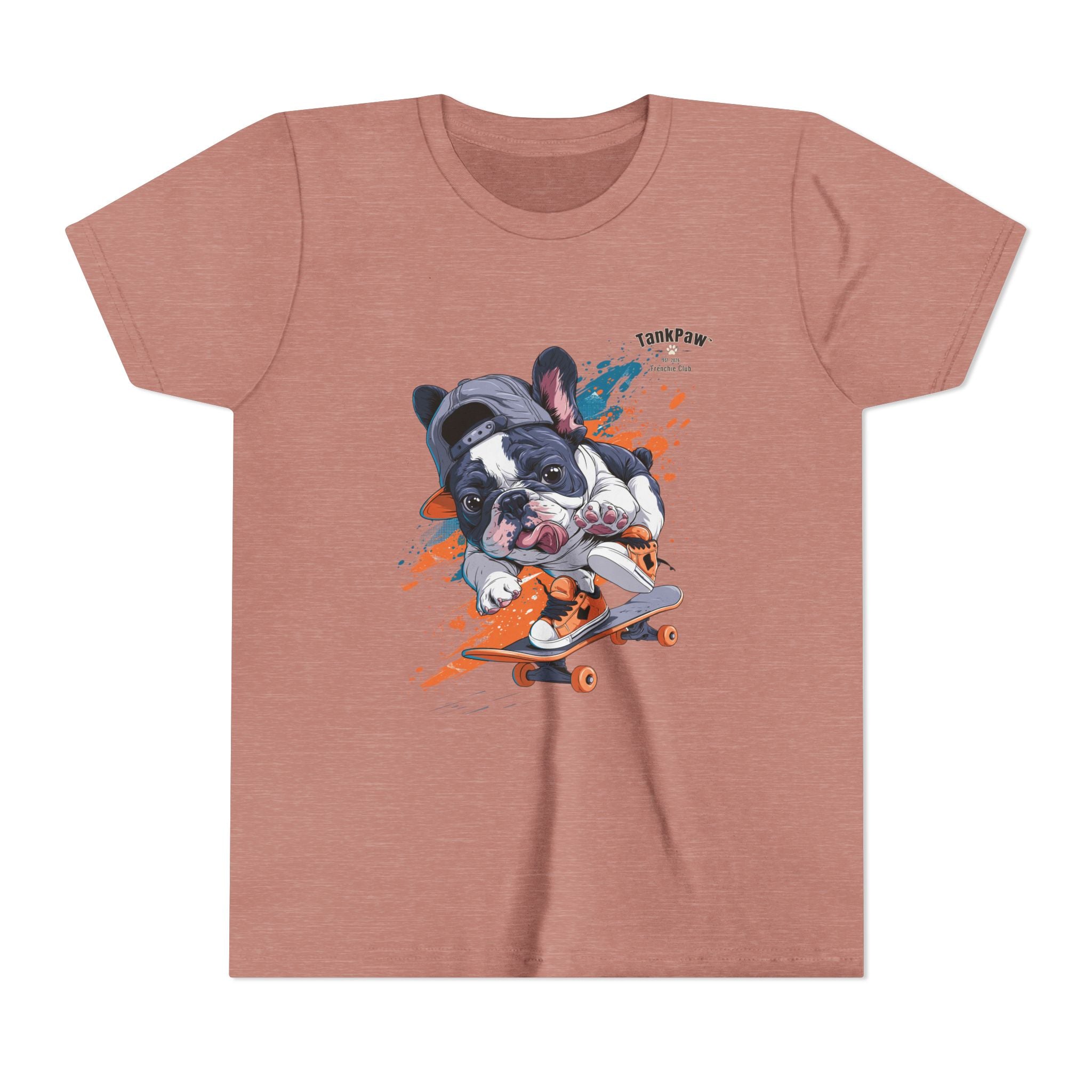 Youth Skateboarding French Bulldog Tee — Cute Skate Pup Graphic Shirt