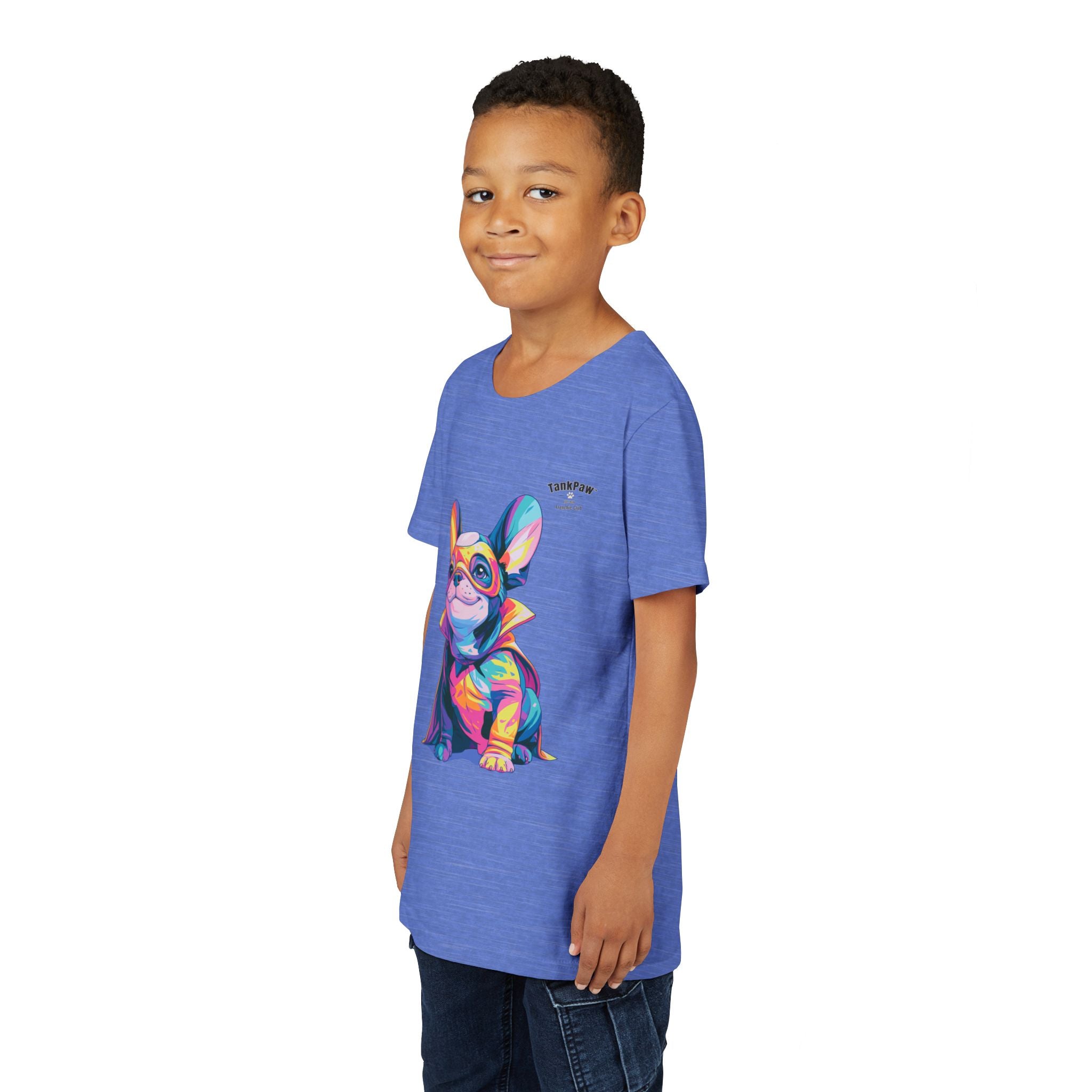 Kids Superhero French Bulldog Tee — Colorful Puppy Costume Youth Shirt