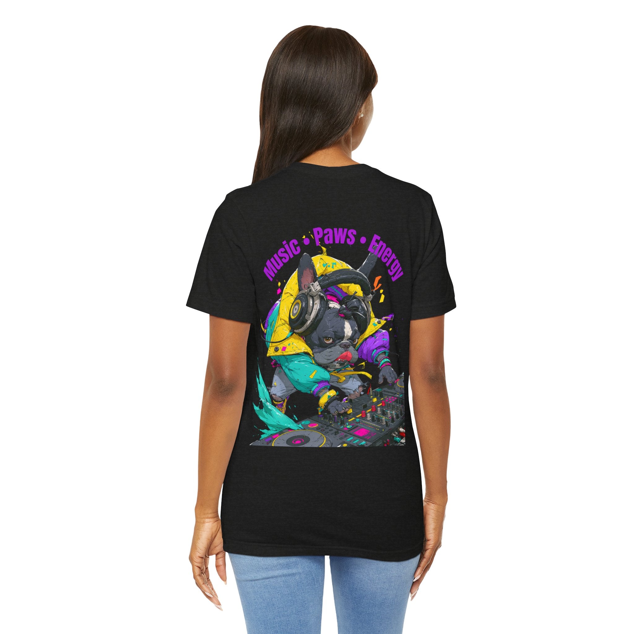 DJ French Bulldog T-Shirt — "Music • Paws • Energy" Graphic Tee