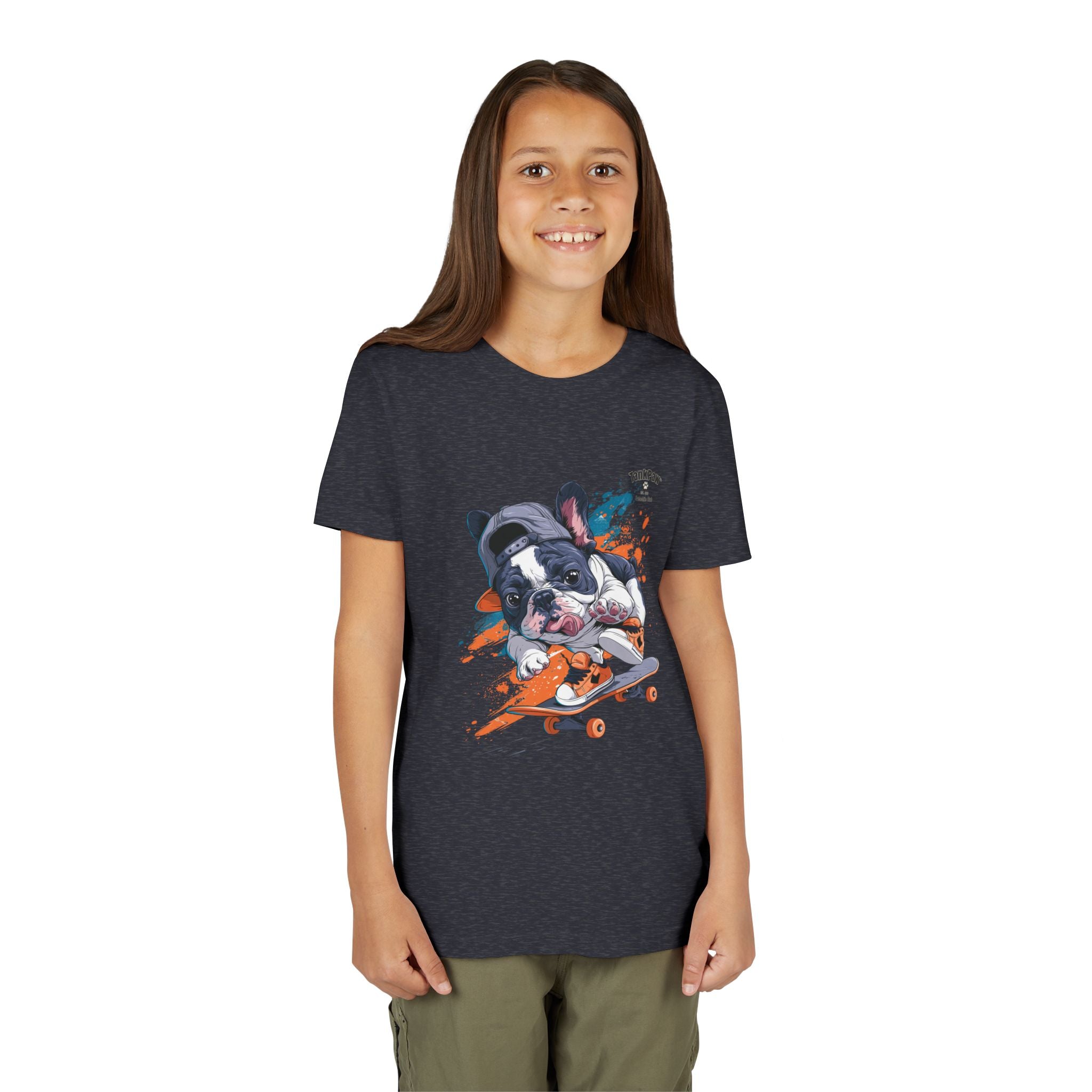 Youth Skateboarding French Bulldog Tee — Cute Skate Pup Graphic Shirt
