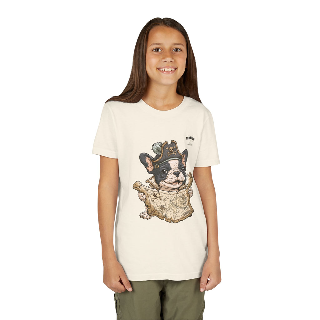Kids Pirate Dog Tee — "Ahoy!" Map & Captain French Bulldog Youth T-Shirt