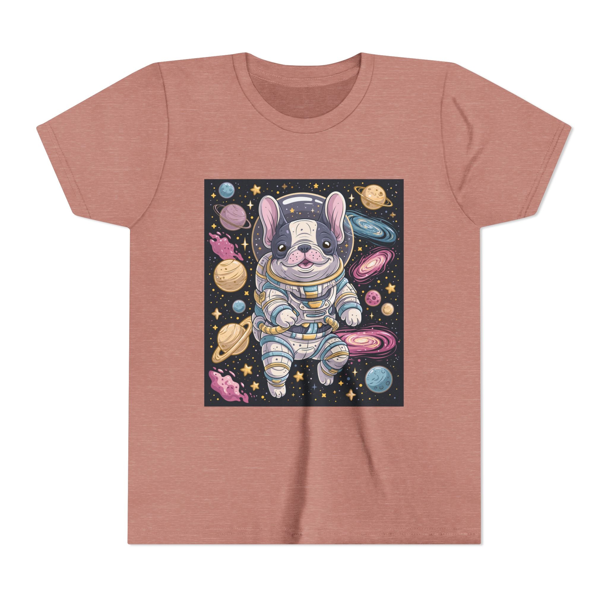 Kids Astronaut French Bulldog Tee — Space Puppy Graphic Youth T‑Shirt