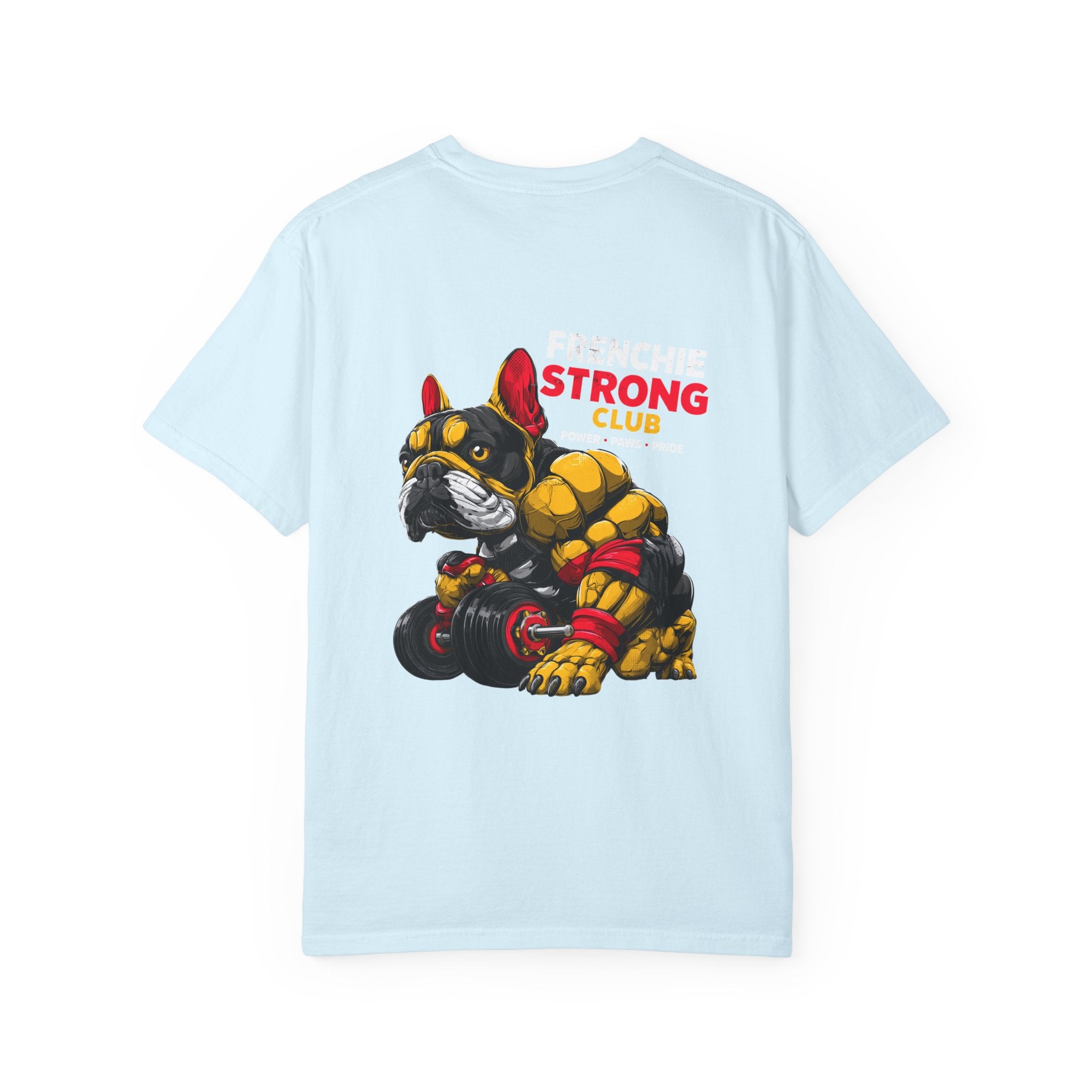 "Frenchie Strong Club" Muscular Dog Pet T-Shirt — Cute Frenchie Weightlifting Graphic Tee