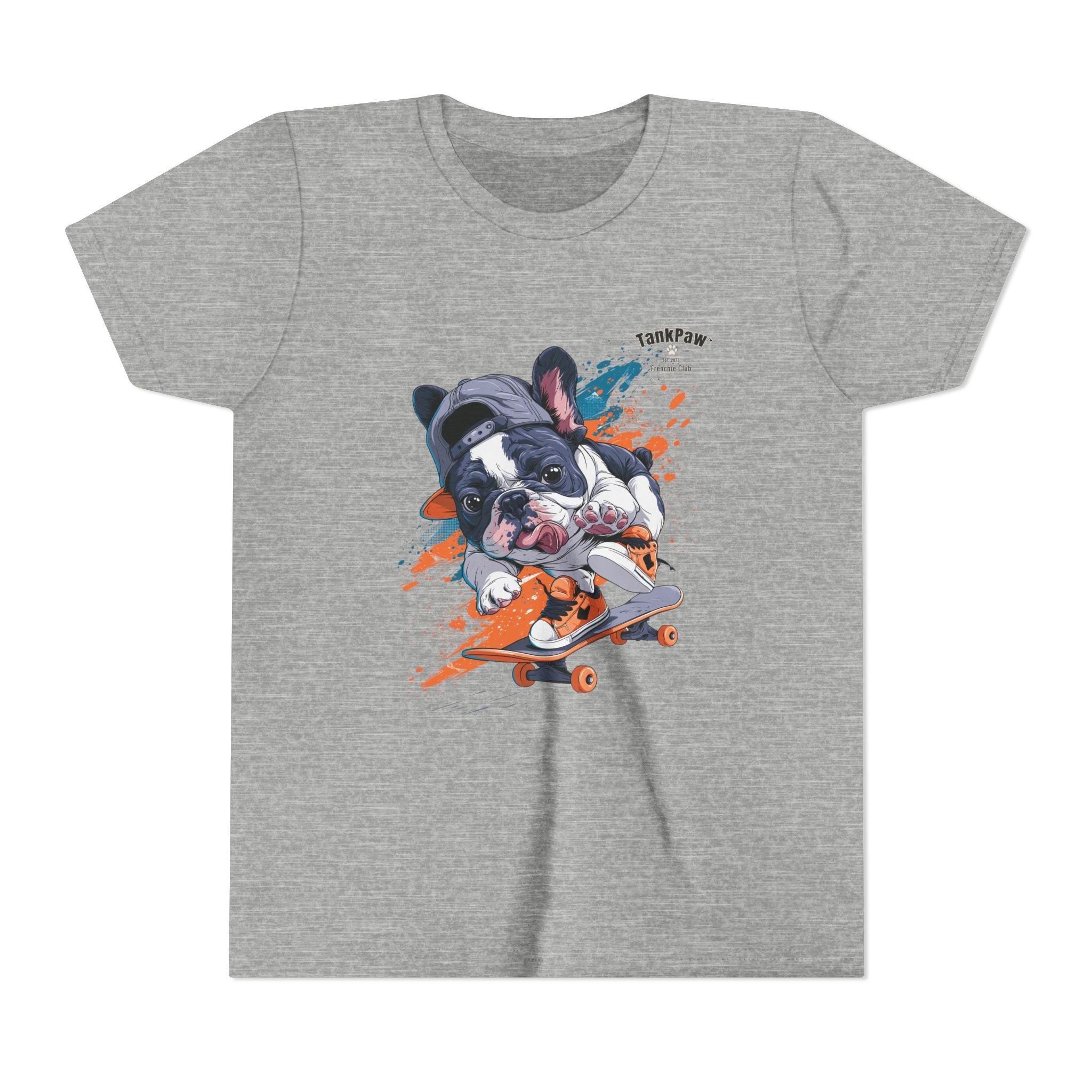 Youth Skateboarding French Bulldog Tee — Cute Skate Pup Graphic Shirt