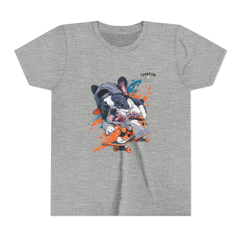 Youth Skateboarding French Bulldog Tee — Cute Skate Pup Graphic Shirt