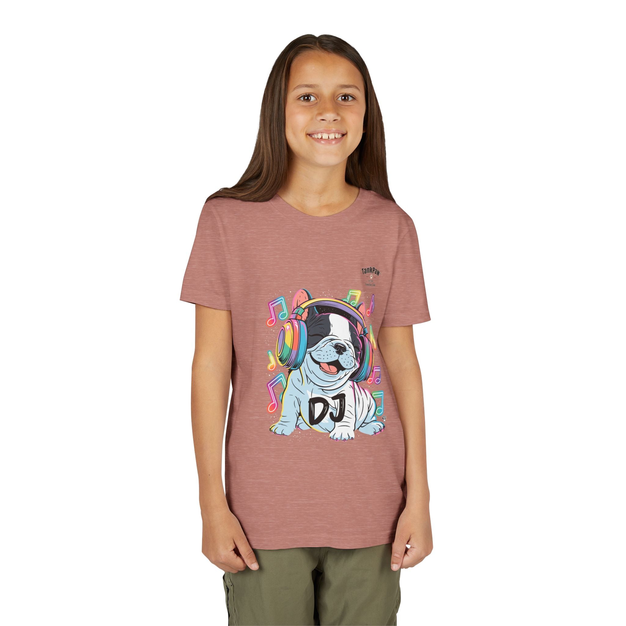 DJ Bulldog Kids Tee — Colorful Headphones Music T-Shirt for Boys & Girls