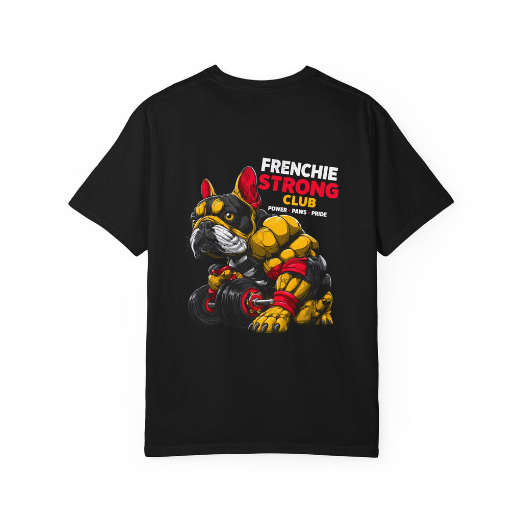 "Frenchie Strong Club" Muscular Dog Pet T-Shirt — Cute Frenchie Weightlifting Graphic Tee