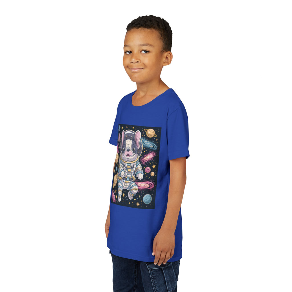 Kids Astronaut French Bulldog Tee — Space Puppy Graphic Youth T‑Shirt