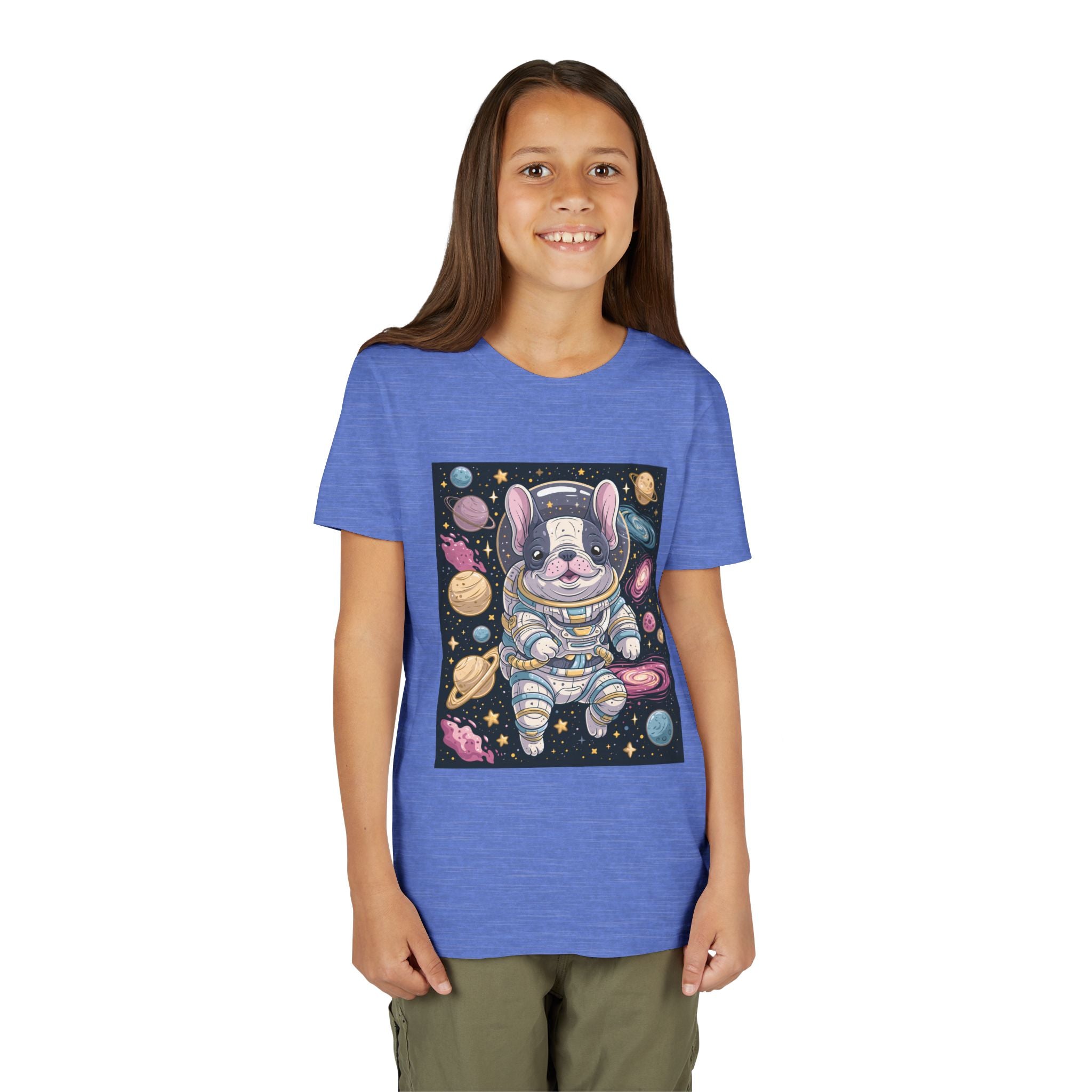 Kids Astronaut French Bulldog Tee — Space Puppy Graphic Youth T‑Shirt