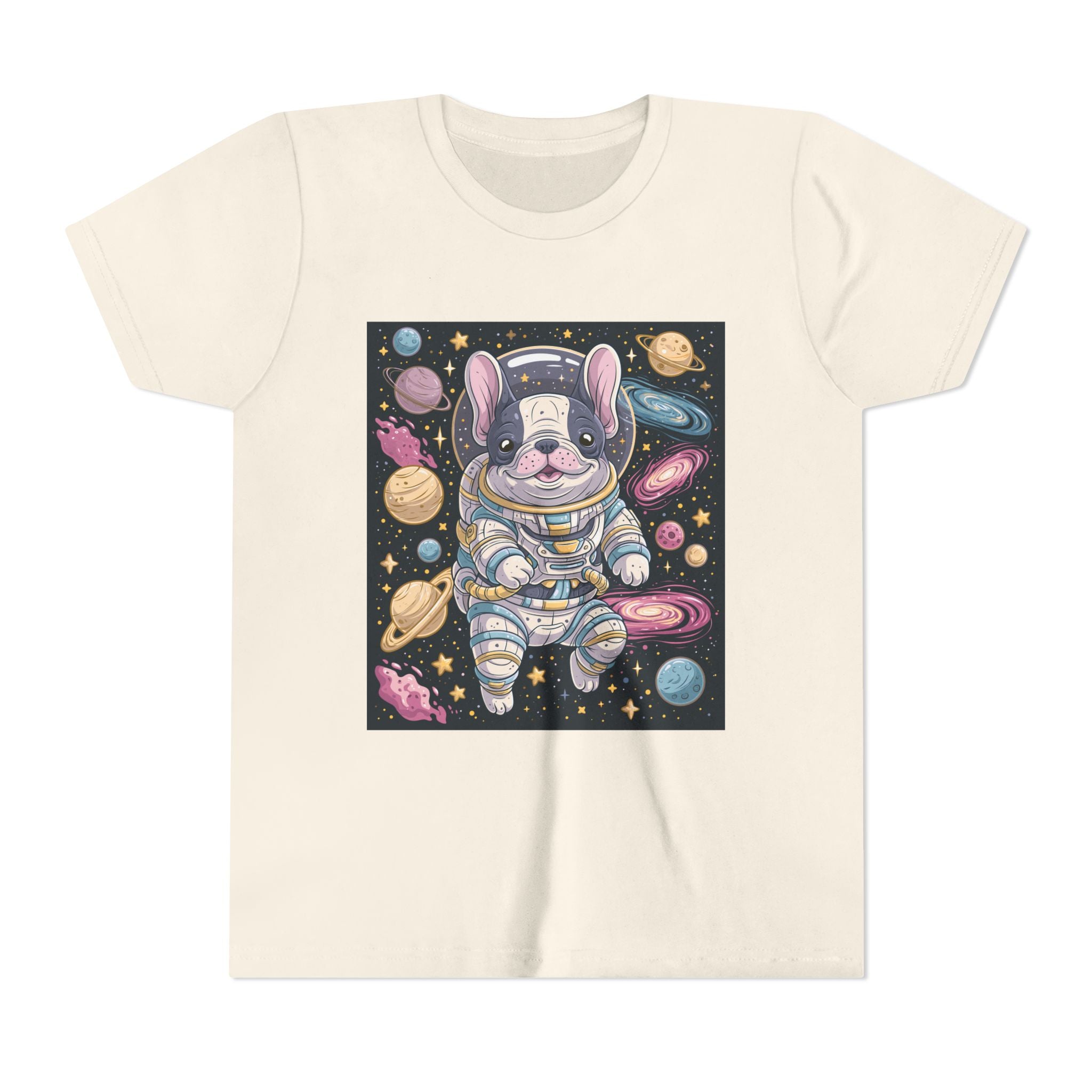 Kids Astronaut French Bulldog Tee — Space Puppy Graphic Youth T‑Shirt