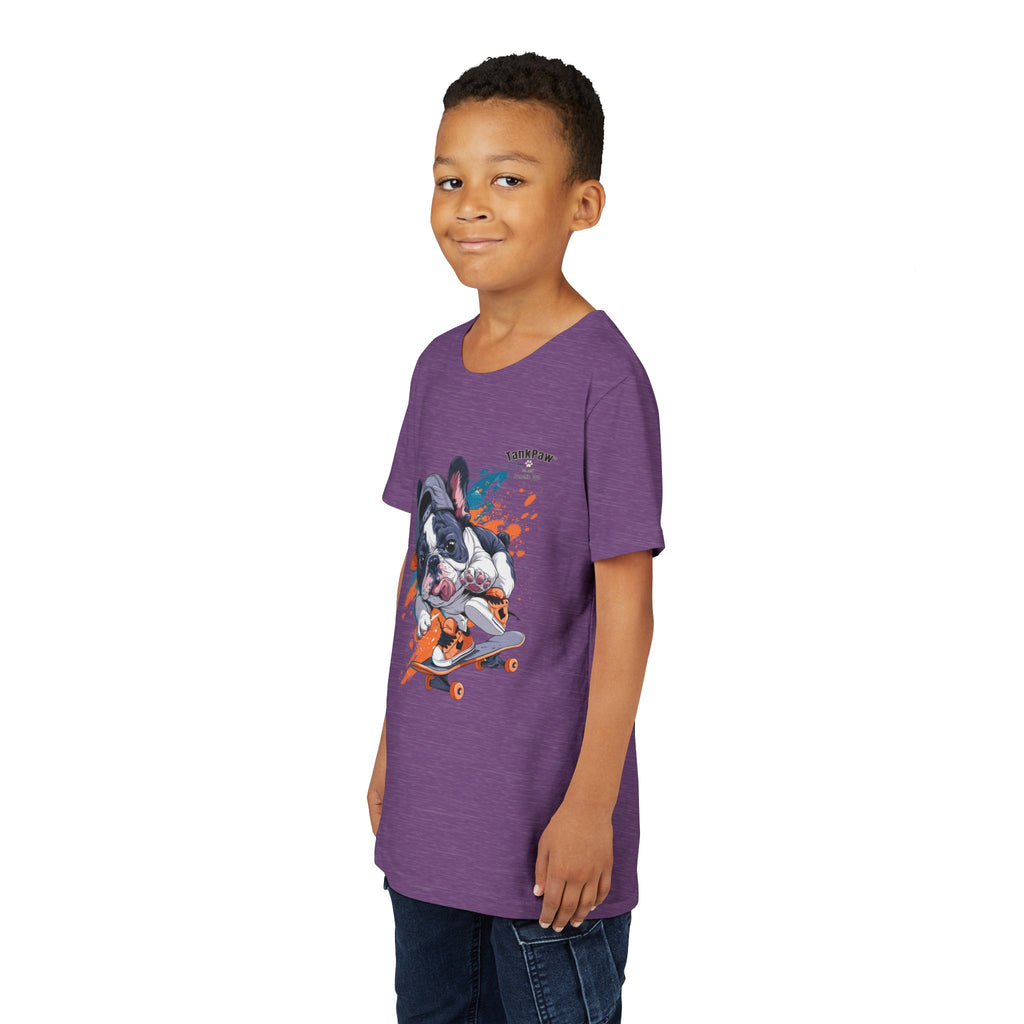 Youth Skateboarding French Bulldog Tee — Cute Skate Pup Graphic Shirt