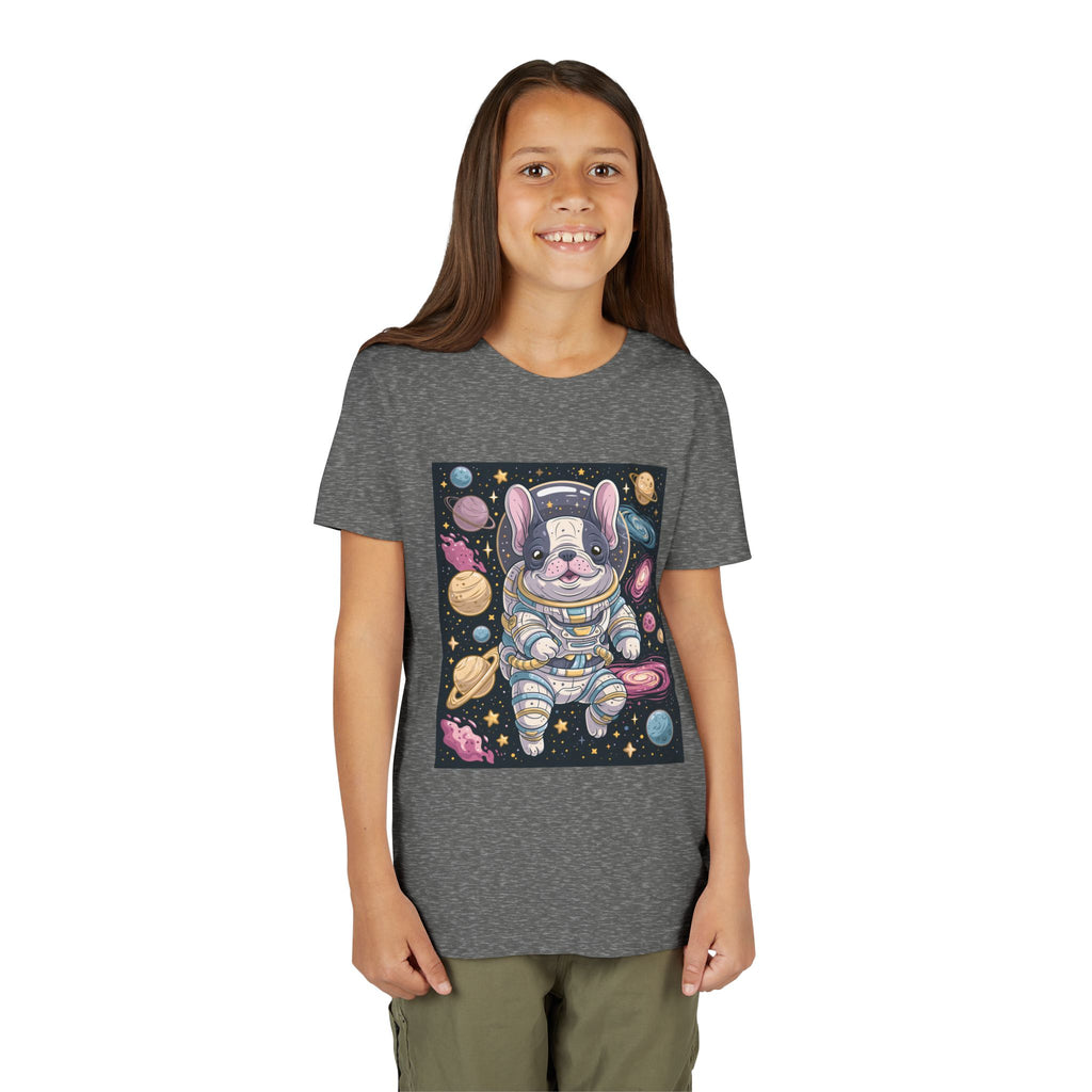 Kids Astronaut French Bulldog Tee — Space Puppy Graphic Youth T‑Shirt