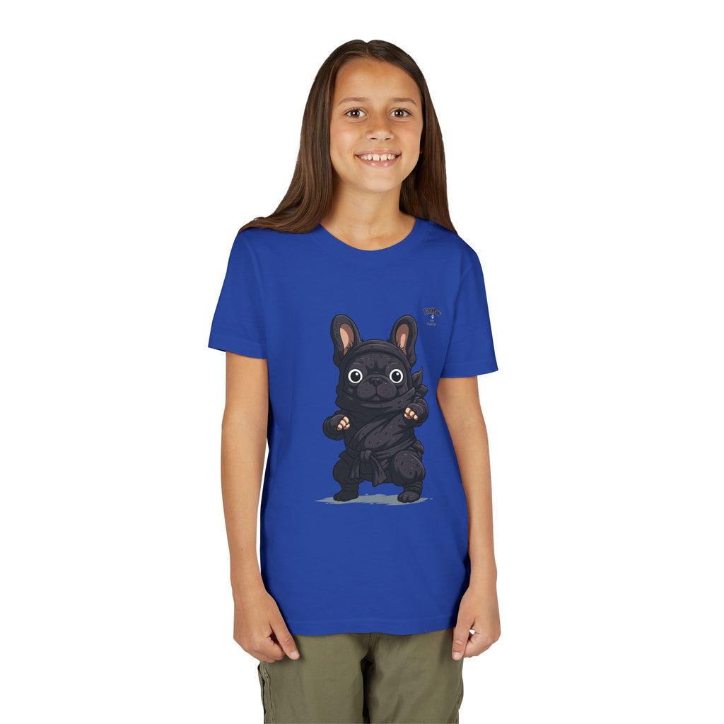Kids Cute Black French Bulldog Tee – 'TARBUN' Cartoon Pup Youth T-Shirt
