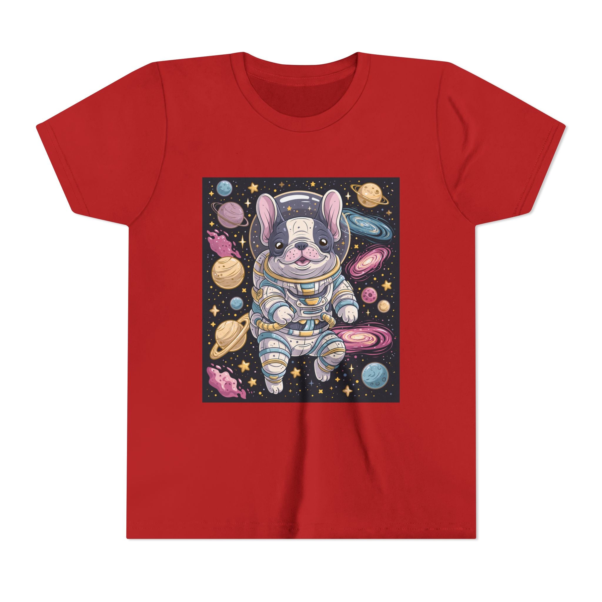 Kids Astronaut French Bulldog Tee — Space Puppy Graphic Youth T‑Shirt