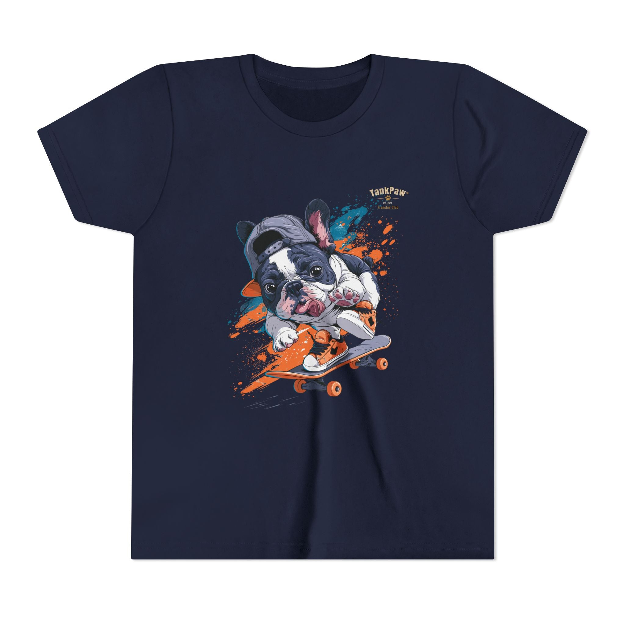 Youth Skateboarding French Bulldog Tee — Cute Skate Pup Graphic Shirt