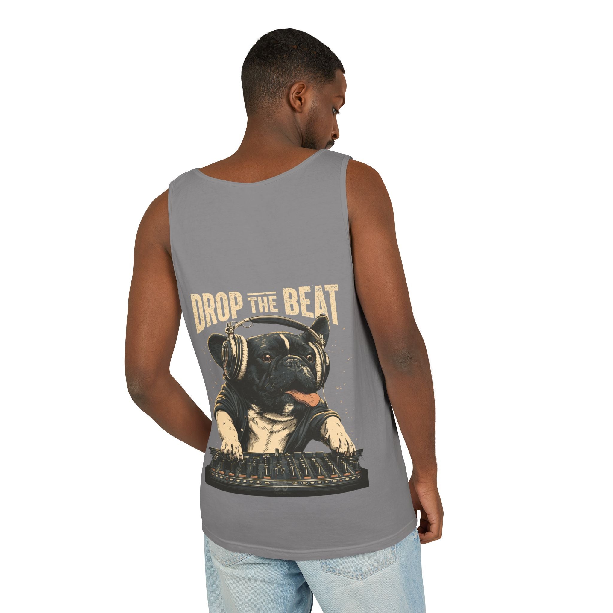 Music Festival Tank Top – "Drop the Beat" Frenchie DJ Graphic Tank