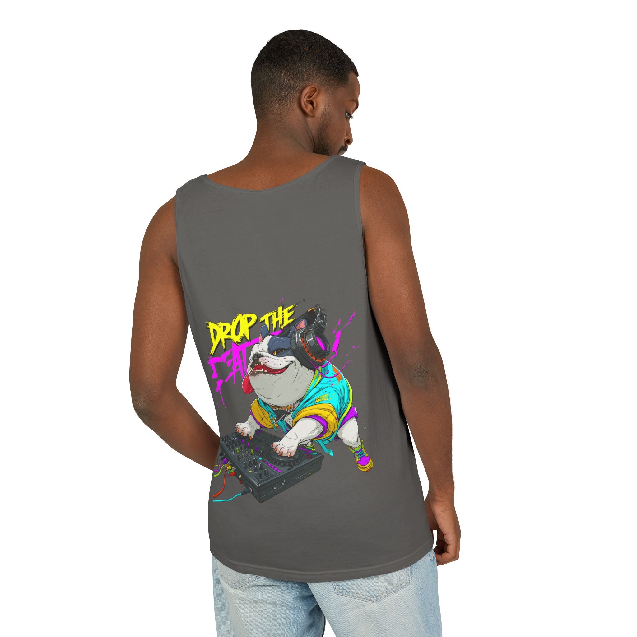DJ French Bulldog Tank Top – EDM Festival Sleeveless Shirt for Frenchie Lovers