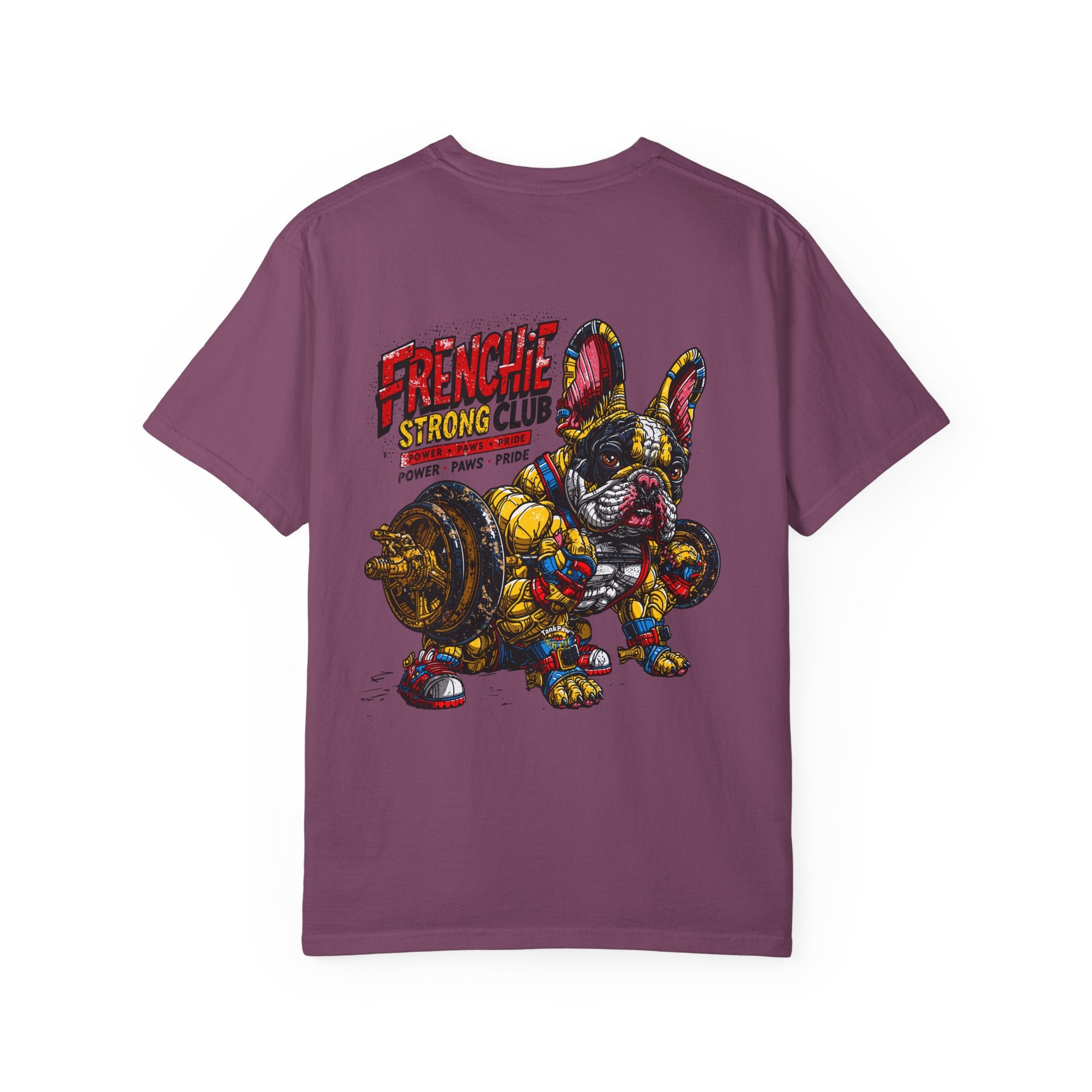 Frenchie Strong Club T-Shirt — Graphic French Bulldog Weightlifting Tee