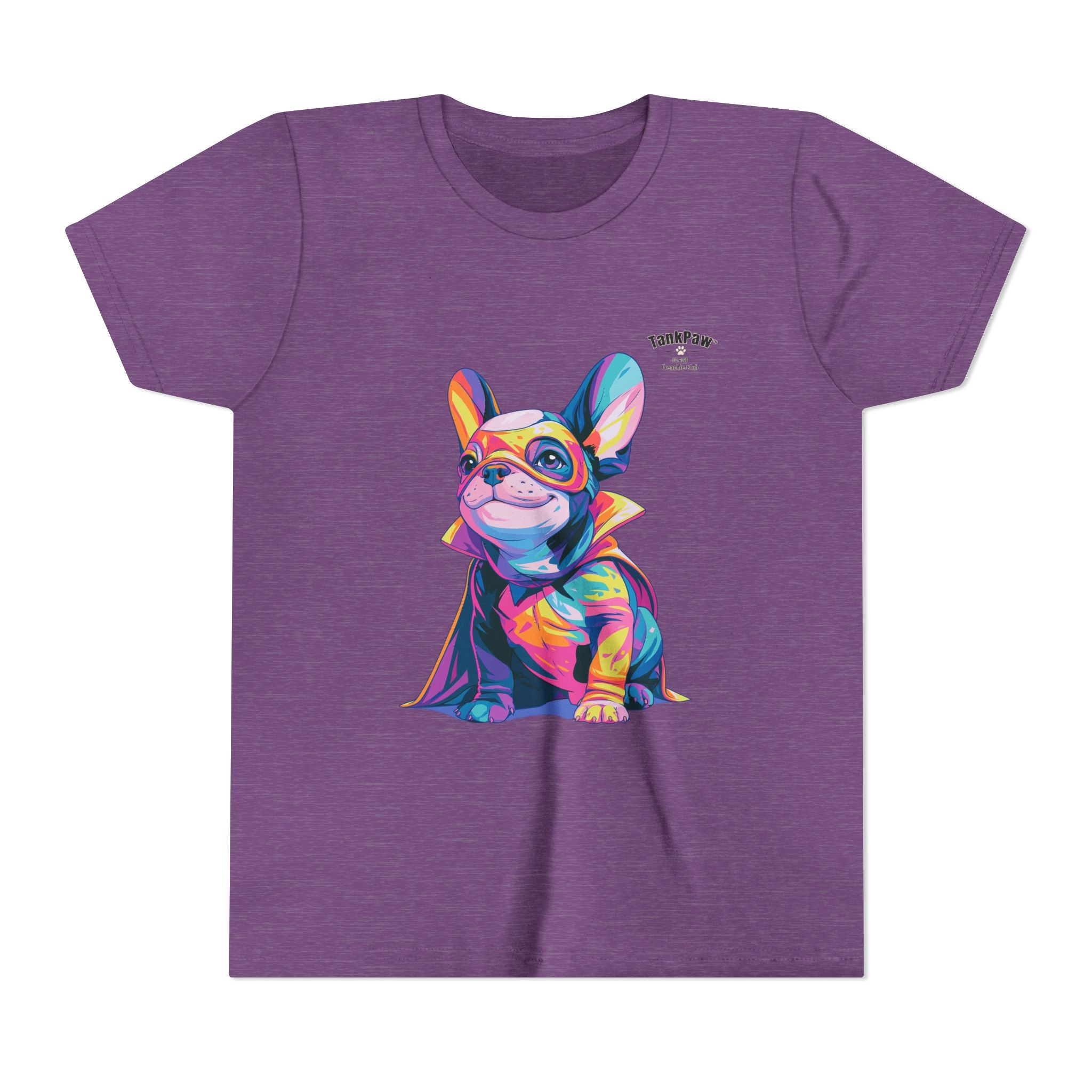 Kids Superhero French Bulldog Tee — Colorful Puppy Costume Youth Shirt