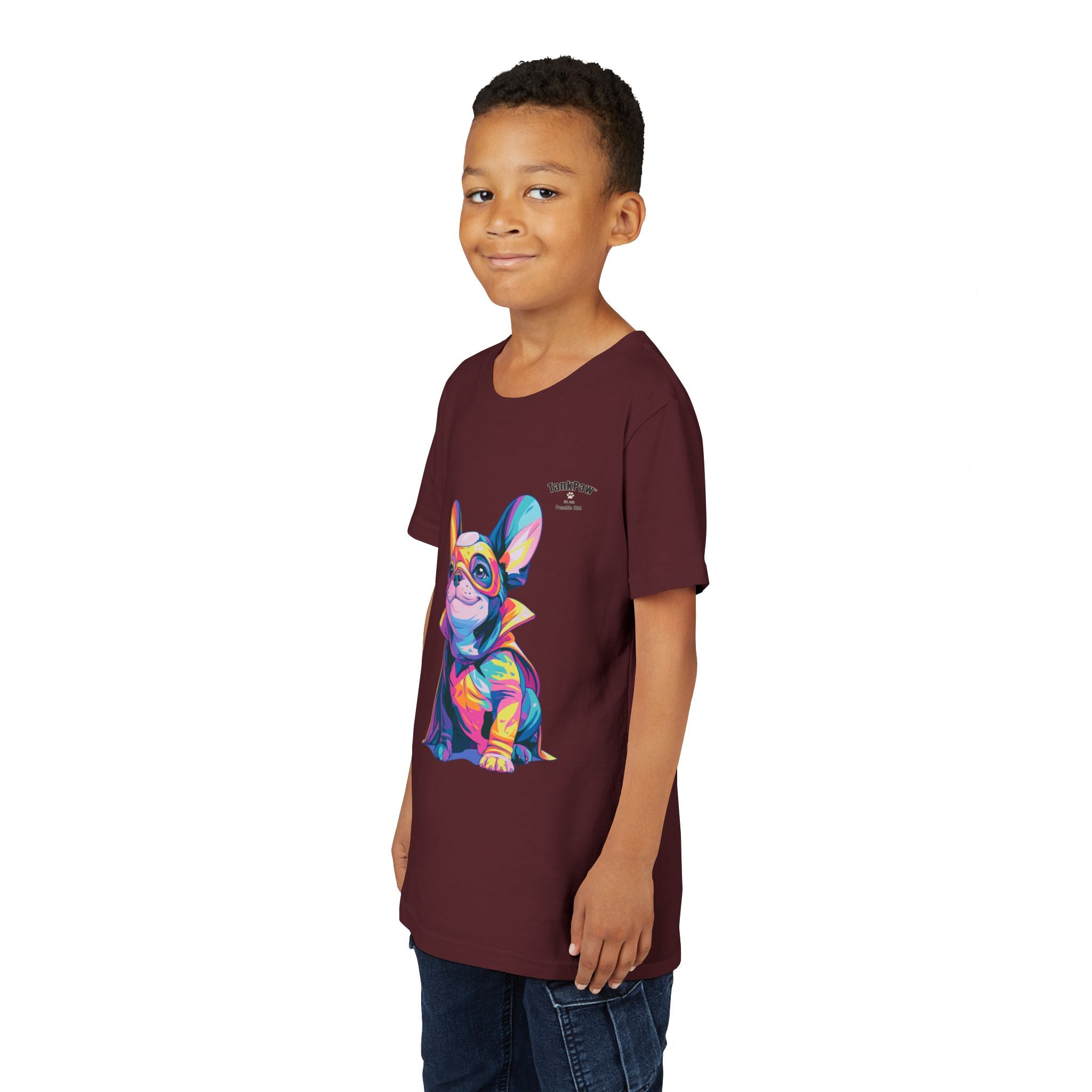 Kids Superhero French Bulldog Tee — Colorful Puppy Costume Youth Shirt