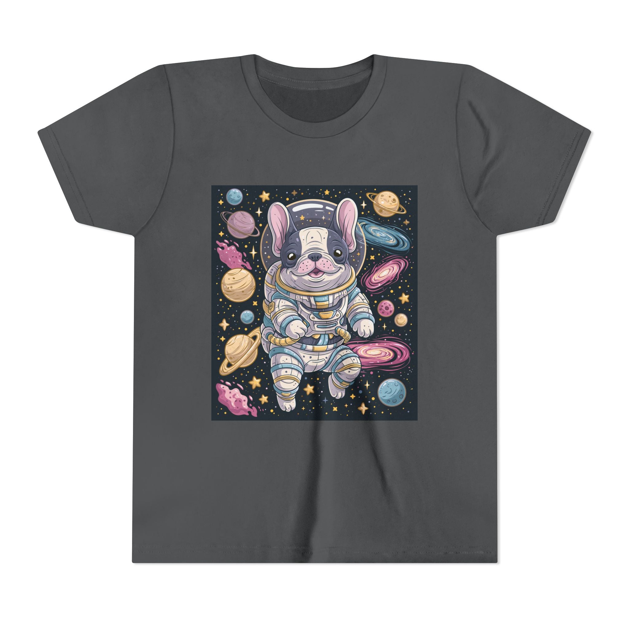 Kids Astronaut French Bulldog Tee — Space Puppy Graphic Youth T‑Shirt