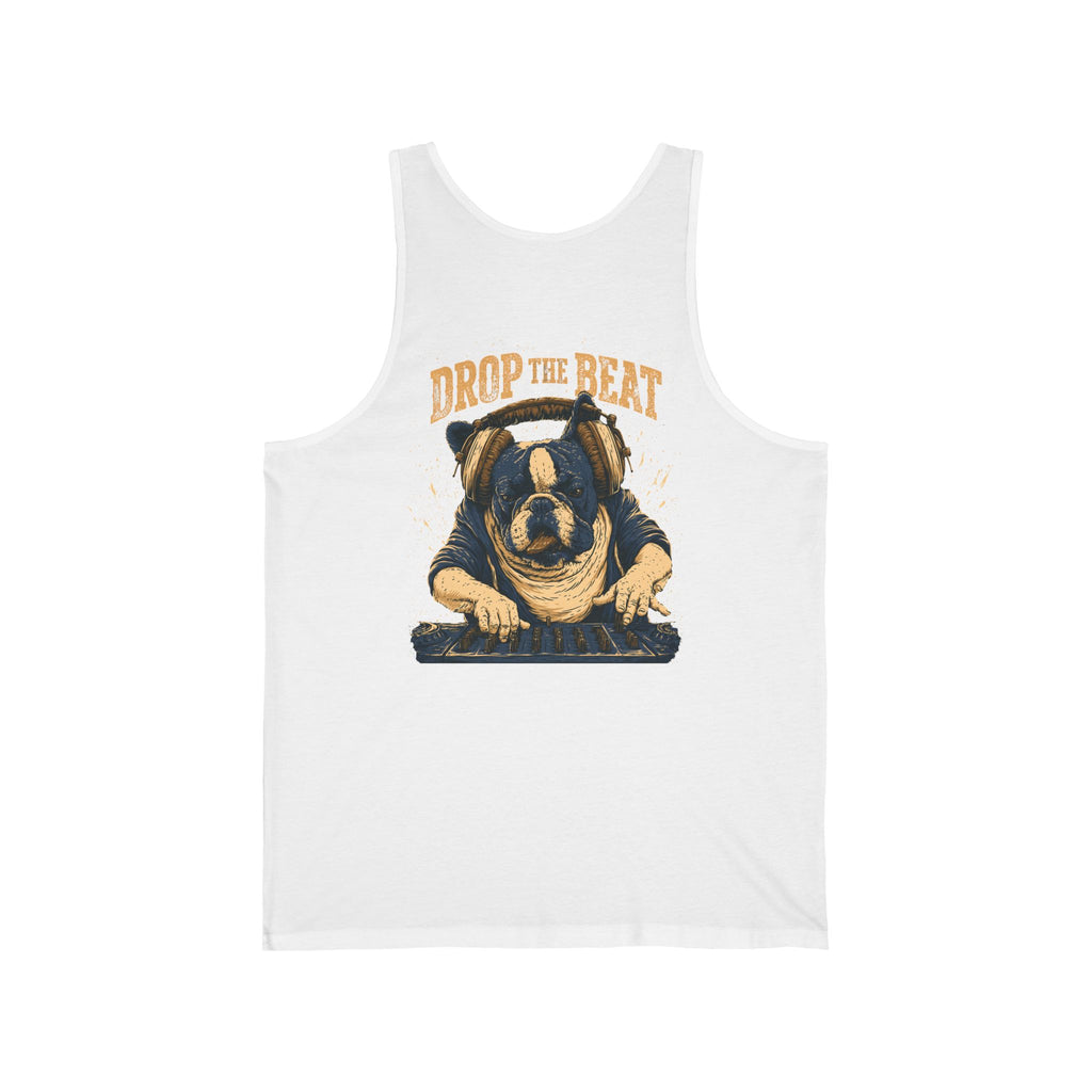 Drop the Beat DJ Dog Tank Top — Funny Bulldog Music Lover Graphic Tank