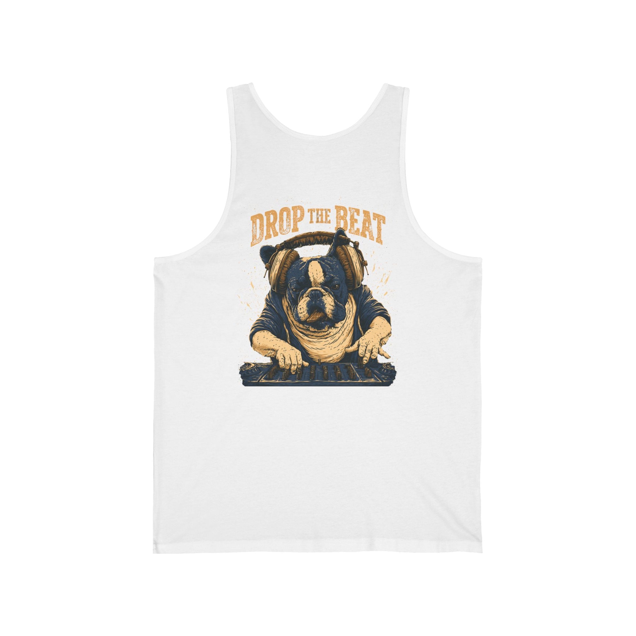 Drop the Beat DJ Dog Tank Top — Funny Bulldog Music Lover Graphic Tank