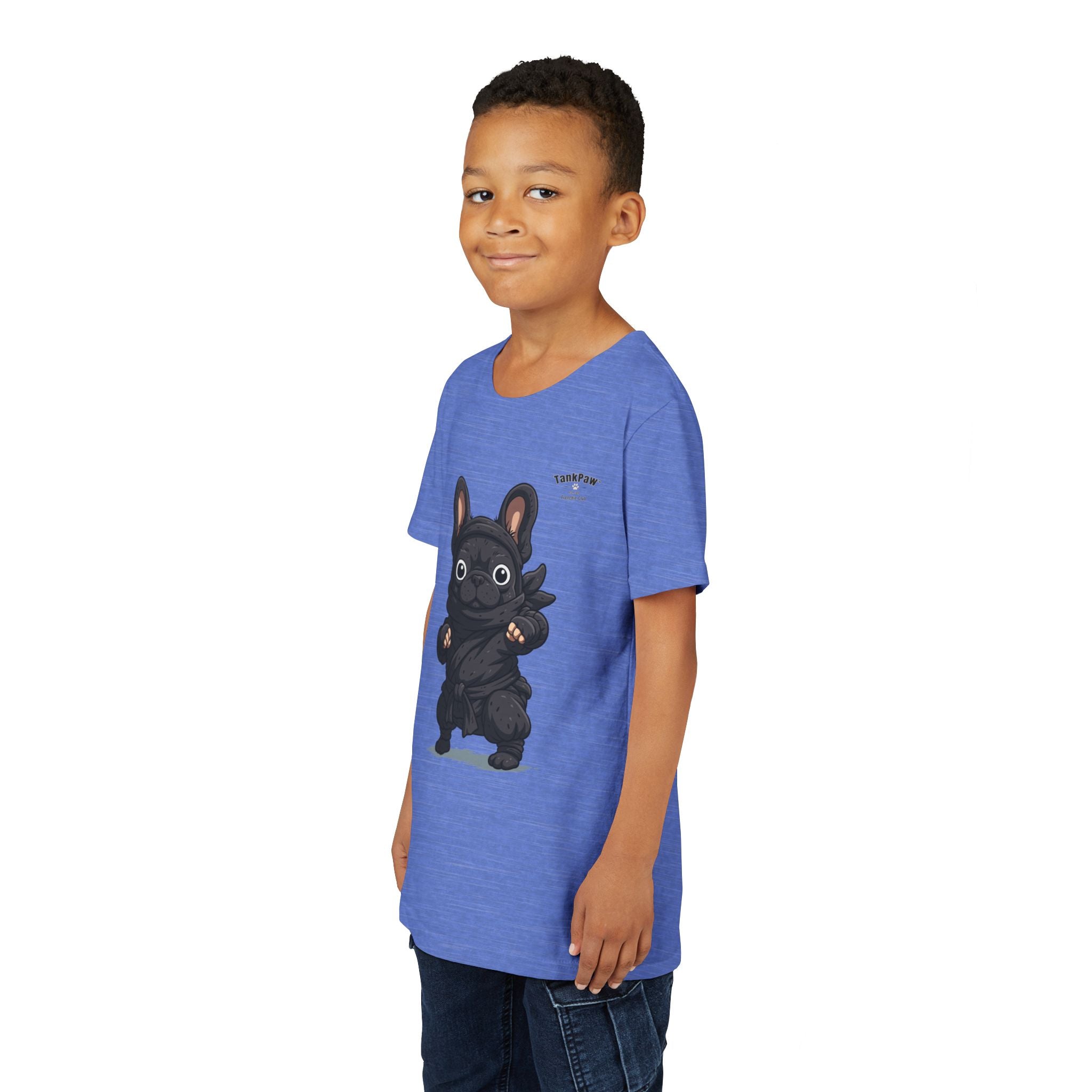 Kids Cute Black French Bulldog Tee – 'TARBUN' Cartoon Pup Youth T-Shirt